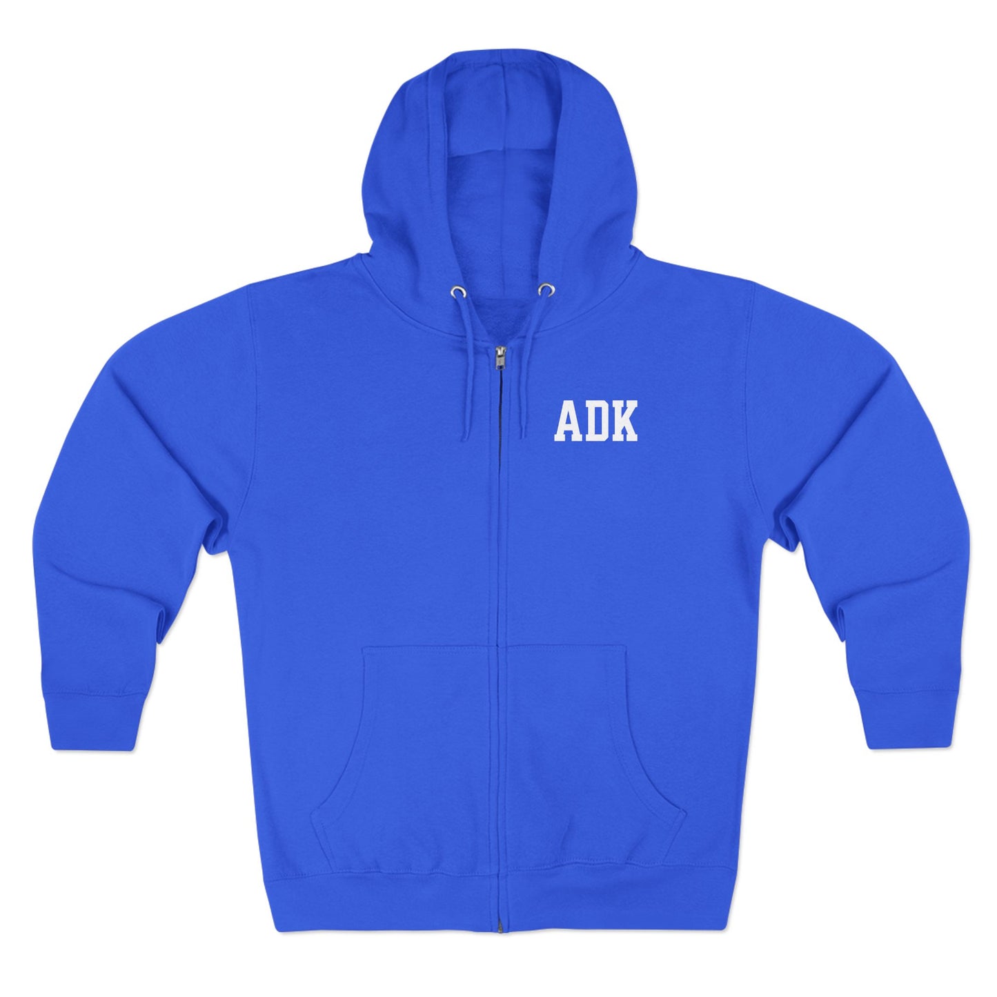 ADK Unisex Zip Hoodie- white print Lane Seven