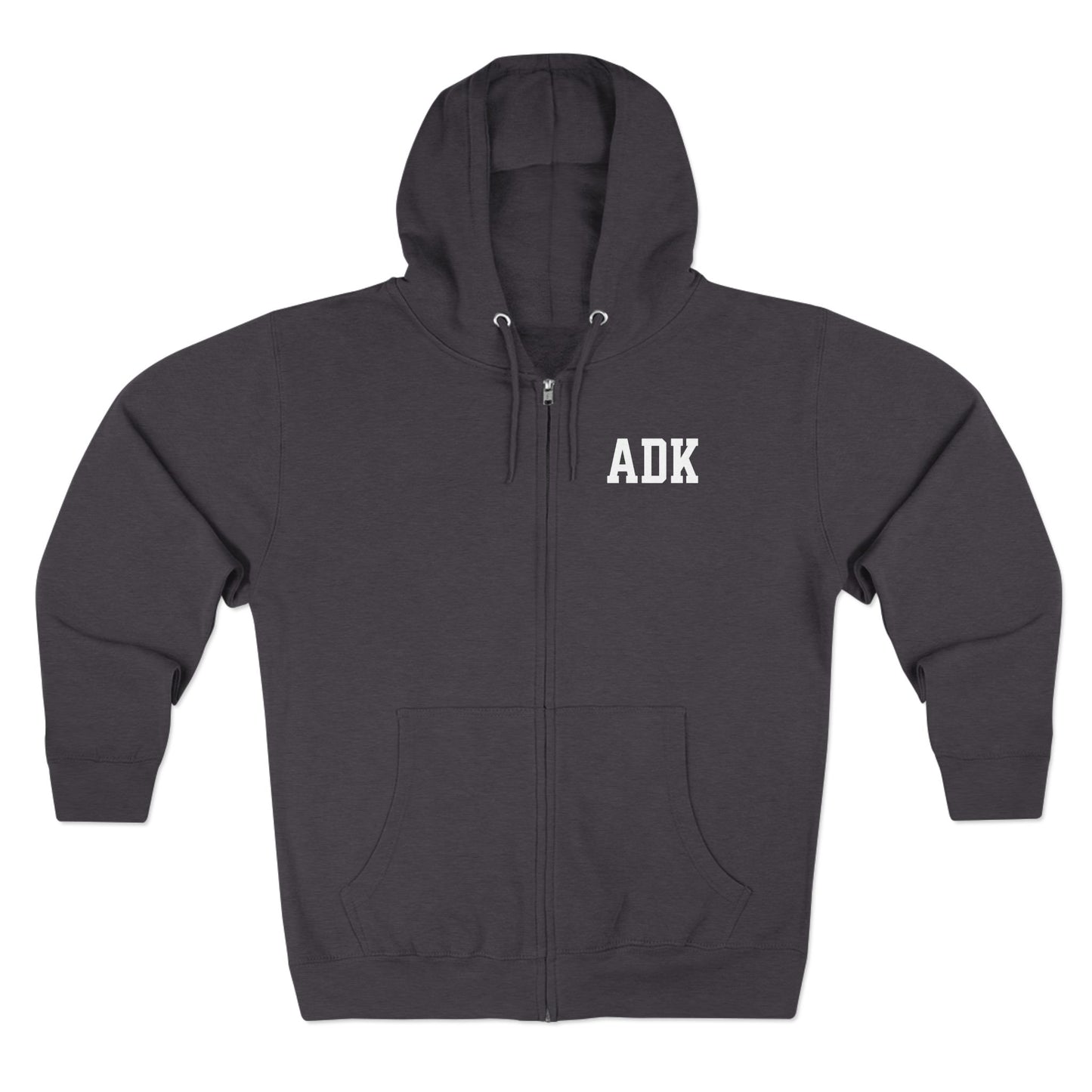 ADK Unisex Zip Hoodie- white print Lane Seven