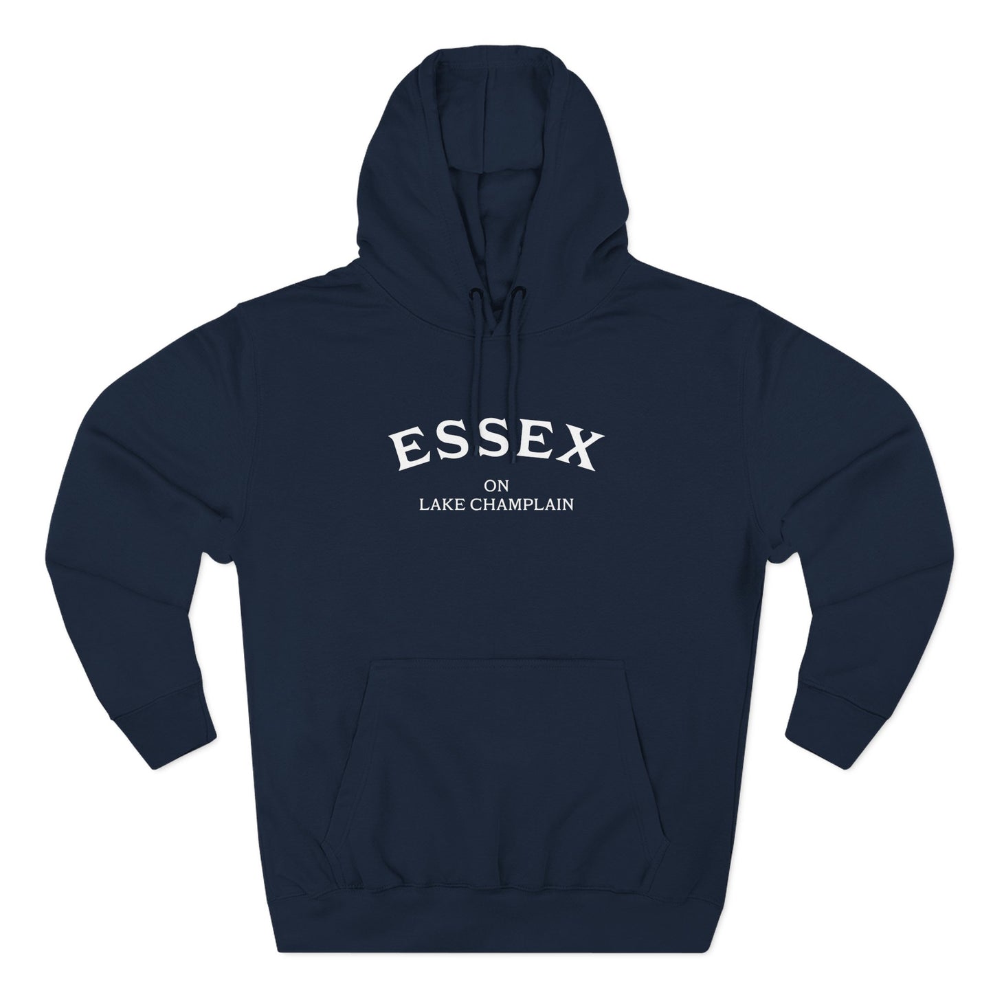 ESSEX on Lake Champlain- white print Lane Seven Fleece Hoodie