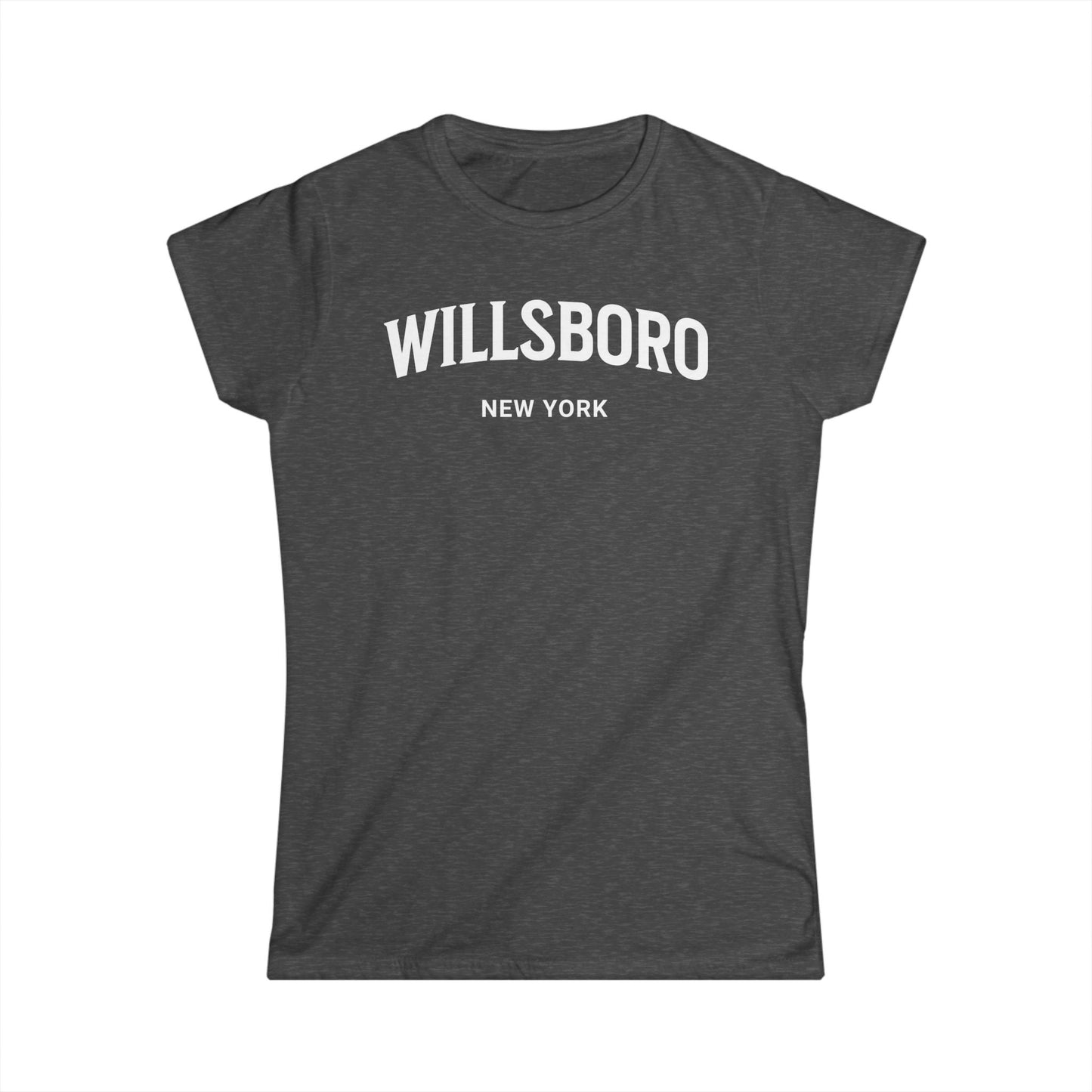 WILLSBORO white print Women's Gildan Softstyle Tee