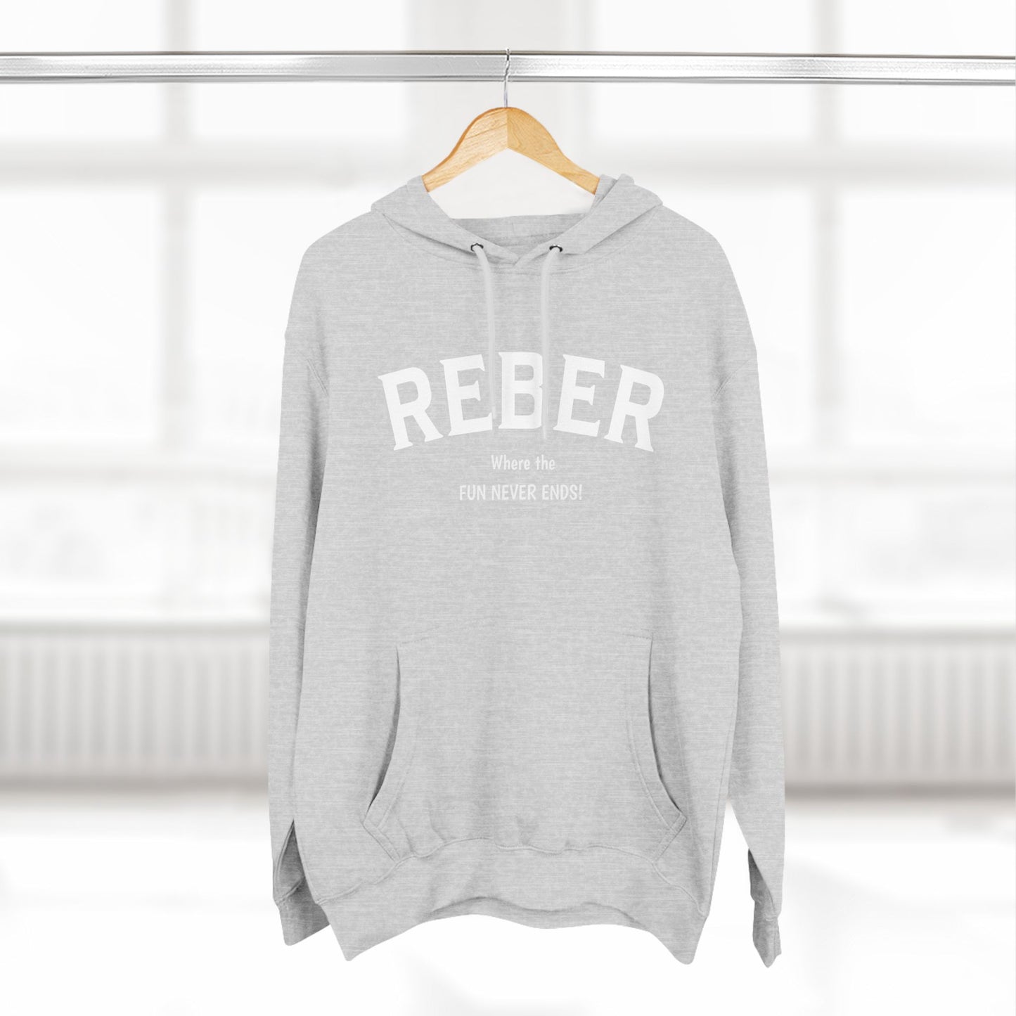 REBER white print Lane Seven Fleece Hoodie