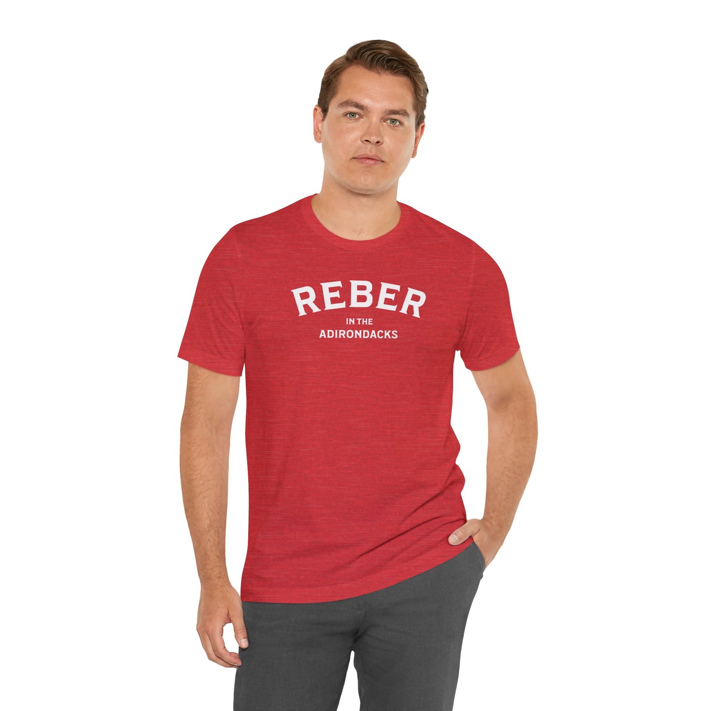 REBER in the ADKS -white print Bella Canva Short Sleeve Tee