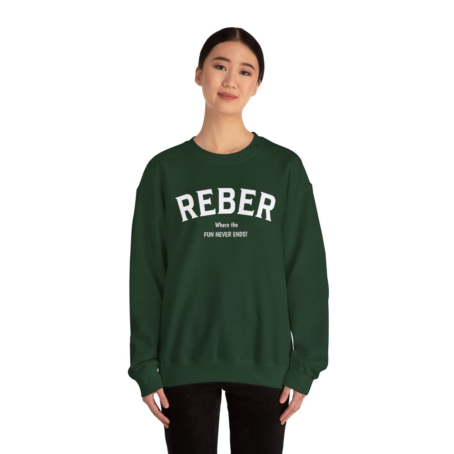 REBER white print Gildan Unisex Heavy Blend™ Crewneck Sweatshirt