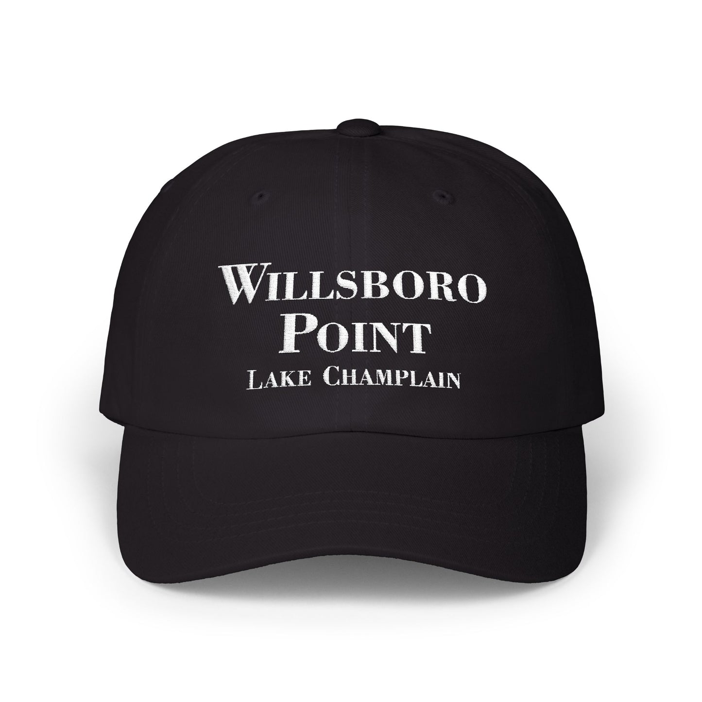 Willsboro Point Lake Champlain- white print Classic Dad Cap