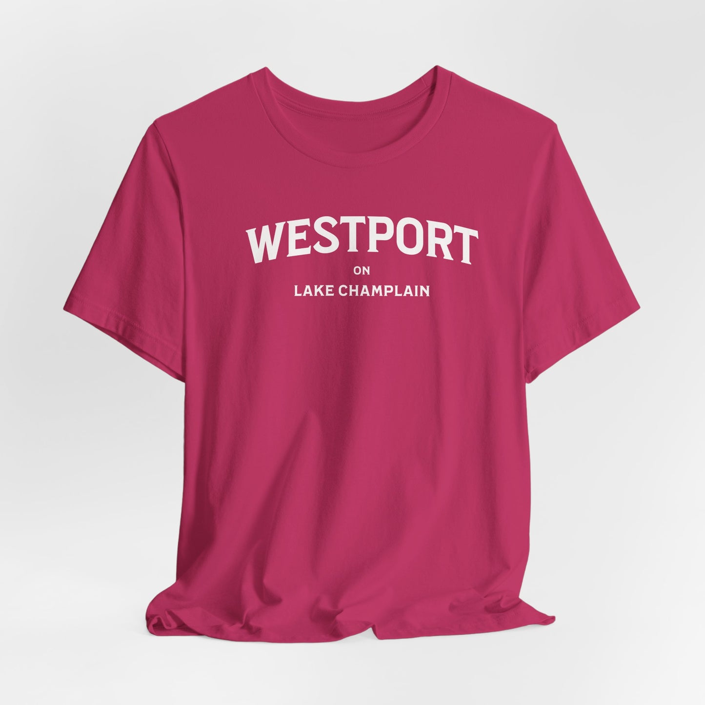 WESTPORT in ADKs- white print Bella Canva Short Sleeve Tee