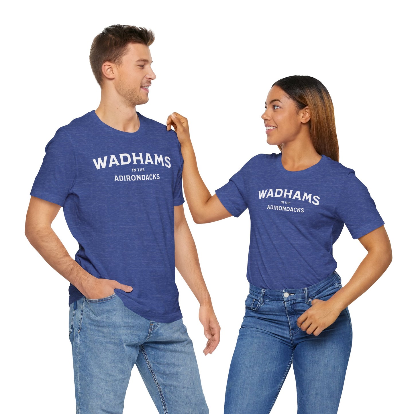 WADHAMS in ADKs- white print Bella Canva Short Sleeve Tee