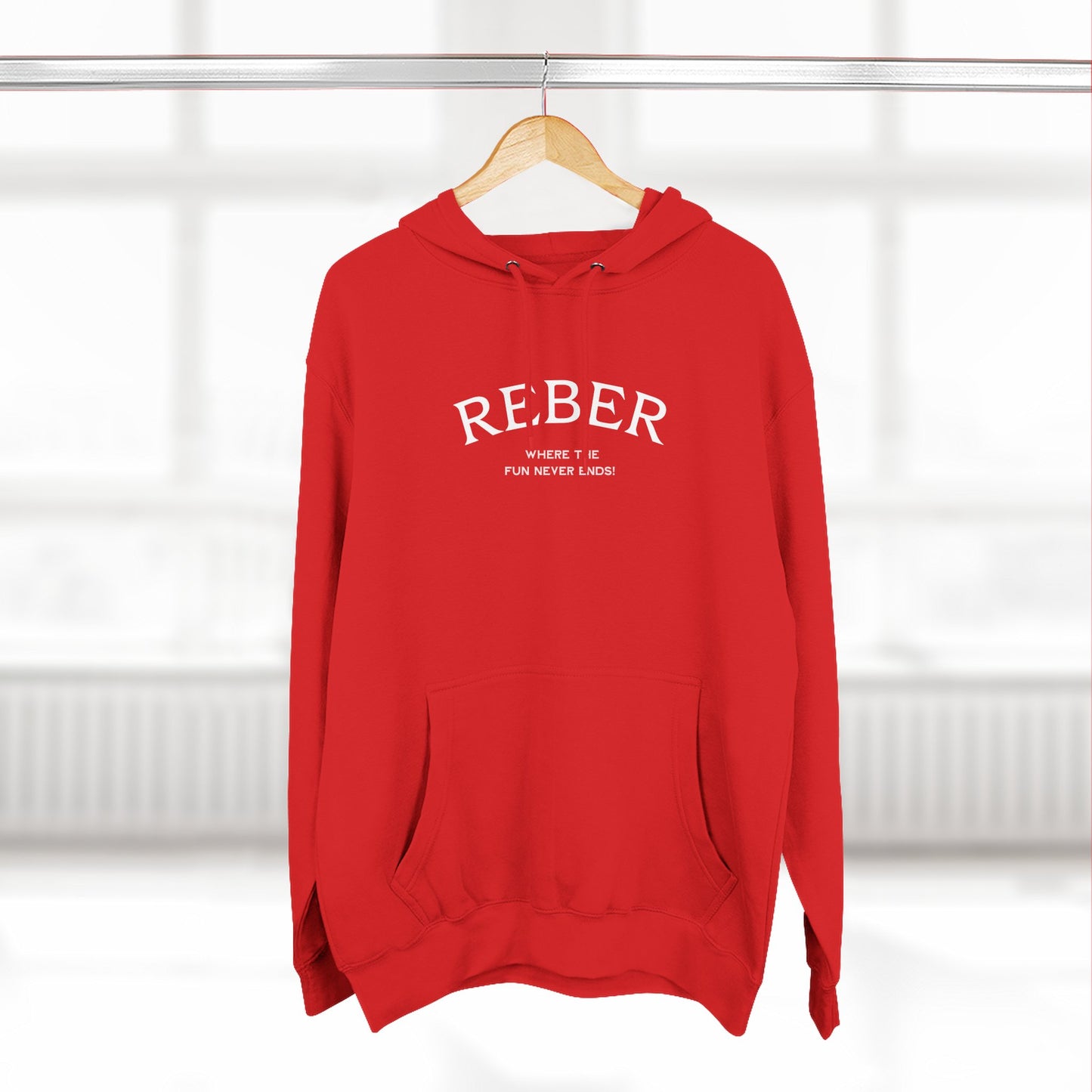 REBER white print Lane Seven Fleece Hoodie