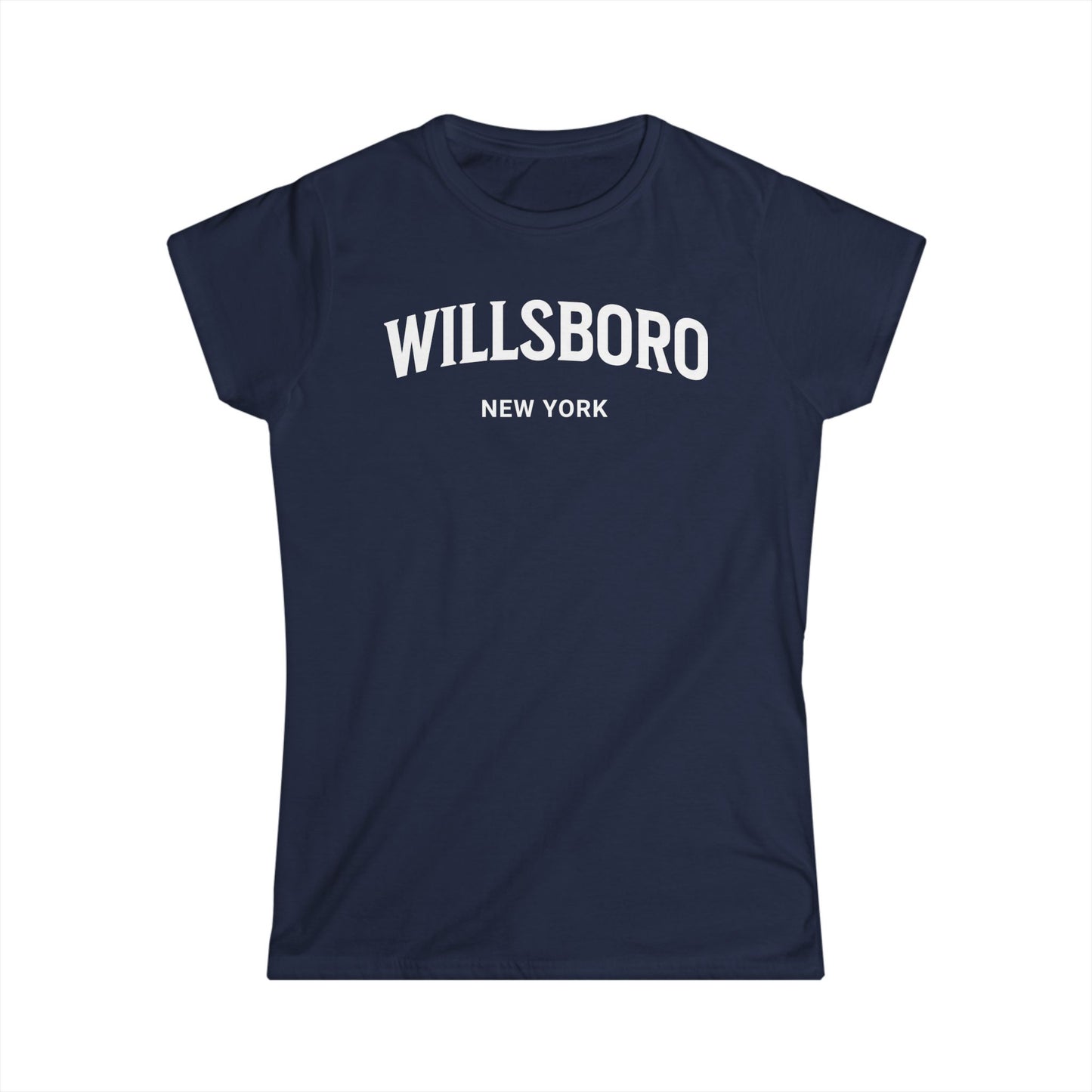 WILLSBORO white print Women's Gildan Softstyle Tee