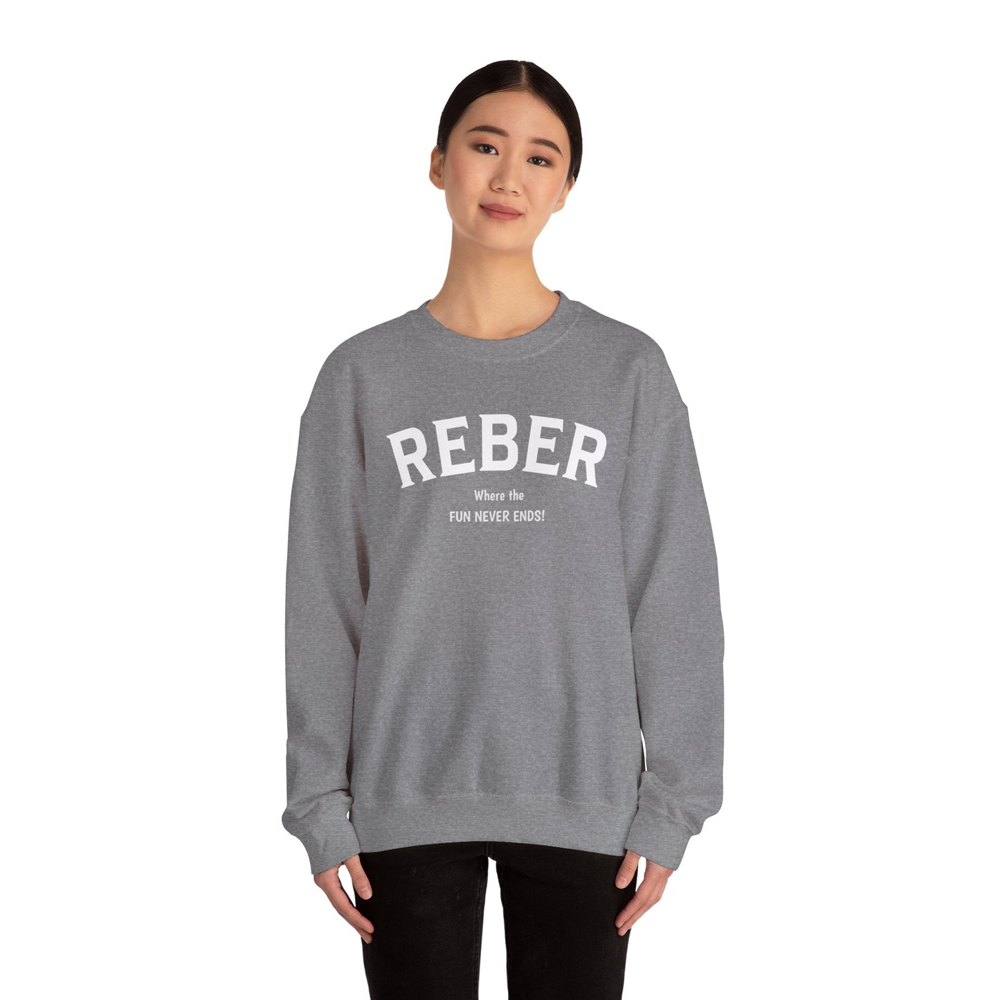 REBER white print Gildan Unisex Heavy Blend™ Crewneck Sweatshirt