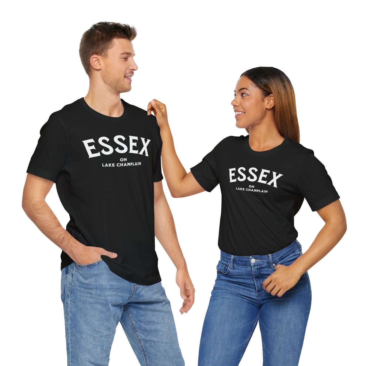 ESSEX white print Short Sleeve Tee