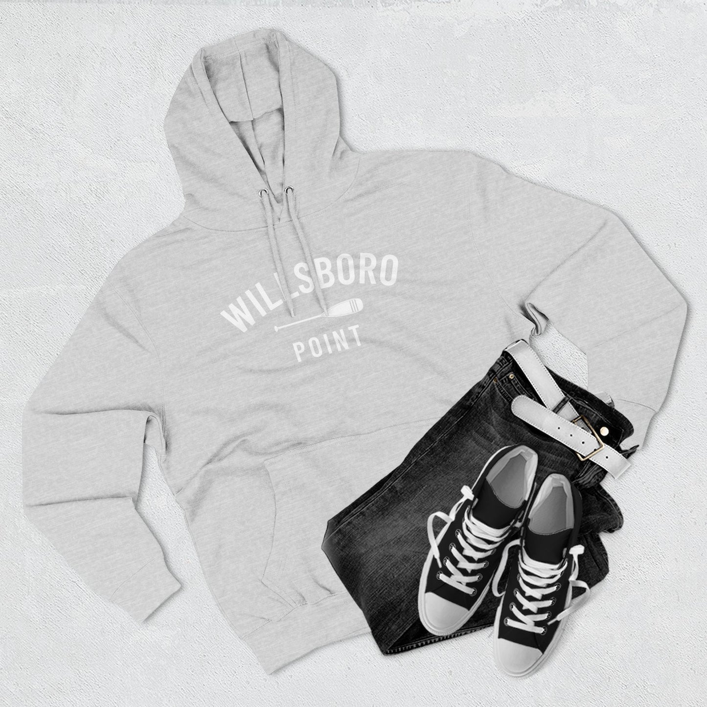 WILLSBORO POINT white print Lane Seven Fleece Hoodie