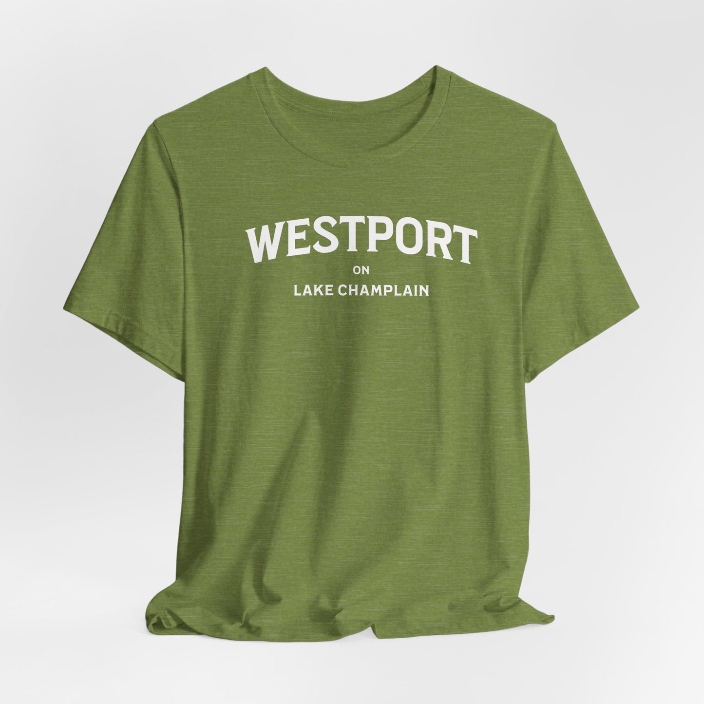 WESTPORT in ADKs- white print Bella Canva Short Sleeve Tee