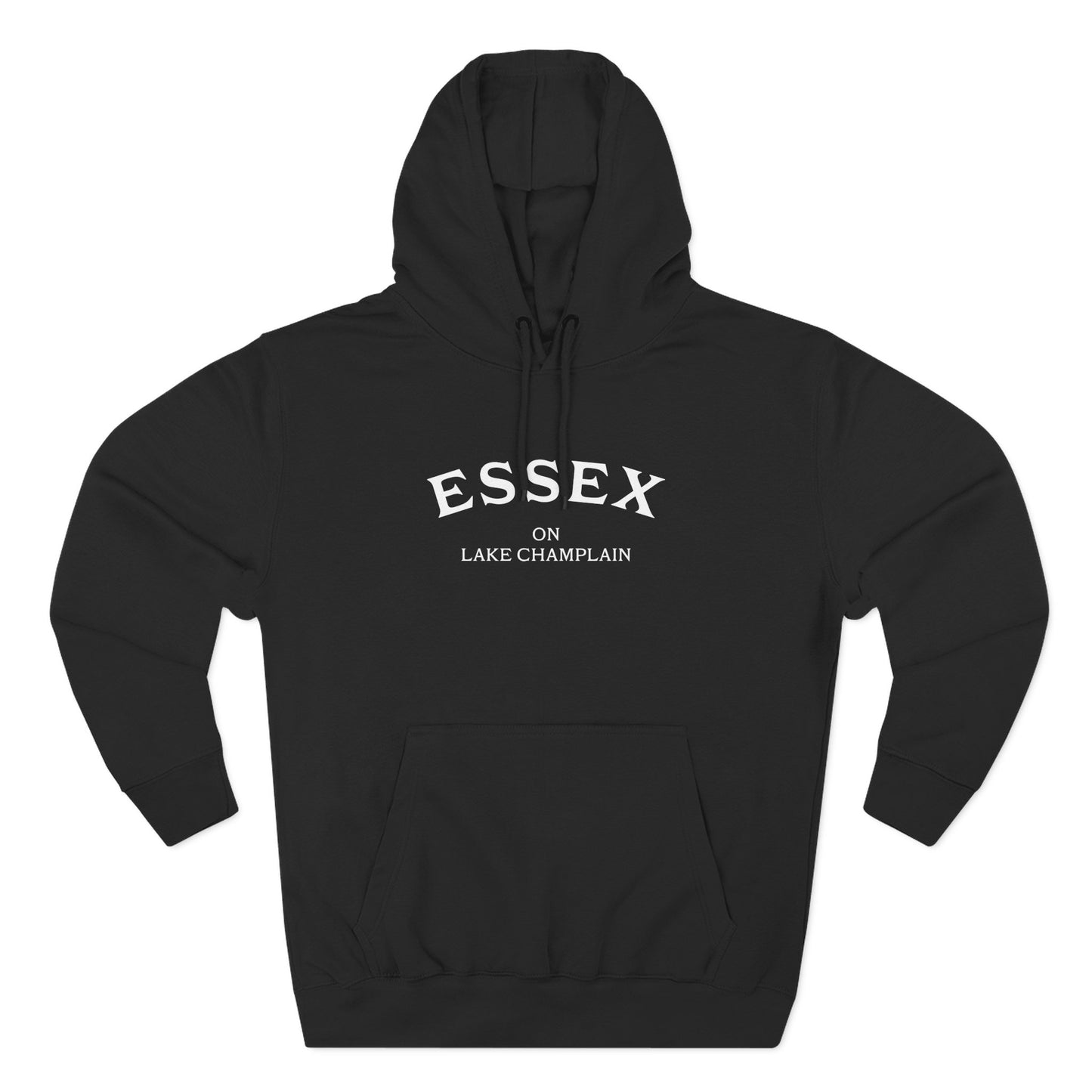 ESSEX on Lake Champlain- white print Lane Seven Fleece Hoodie
