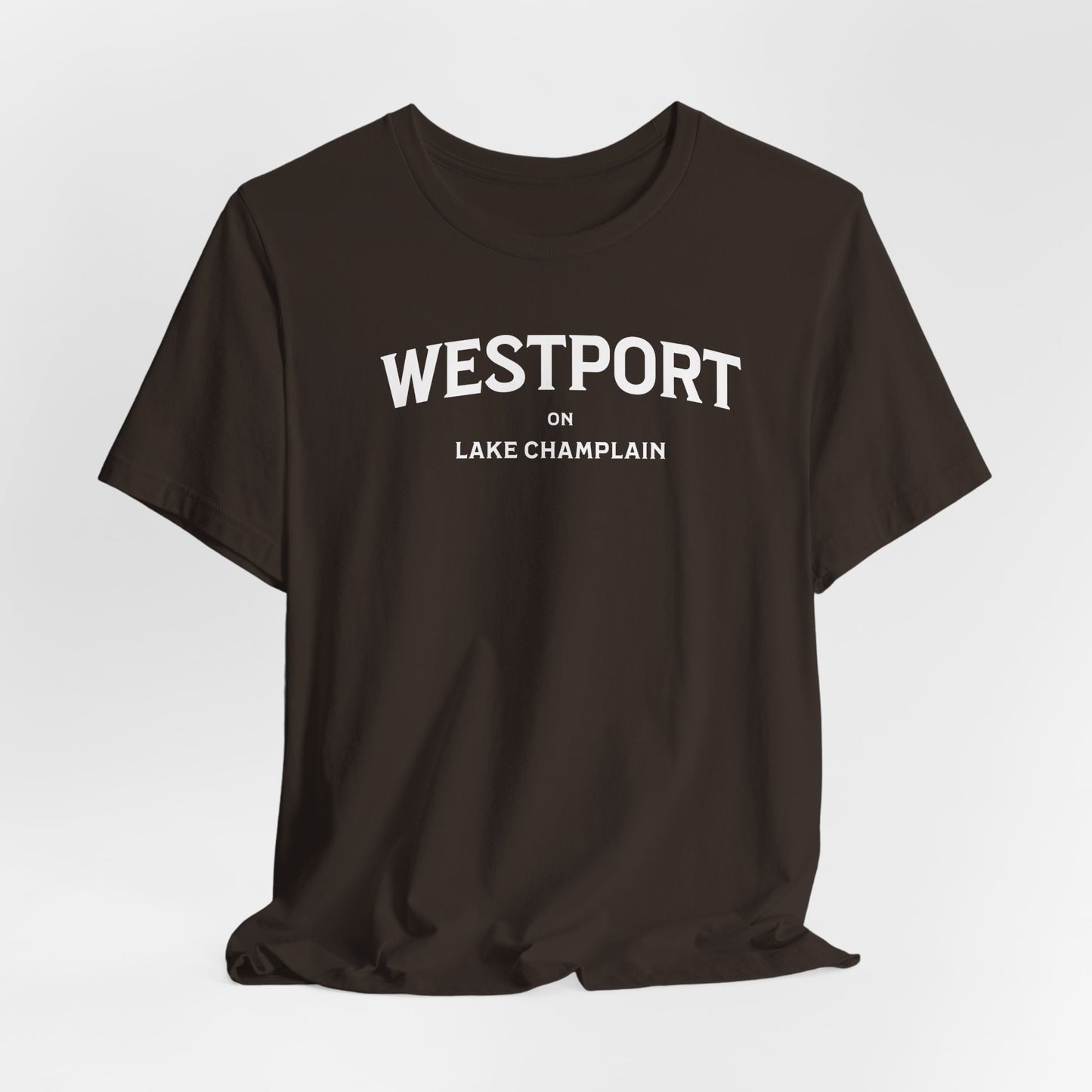 WESTPORT in ADKs- white print Bella Canva Short Sleeve Tee