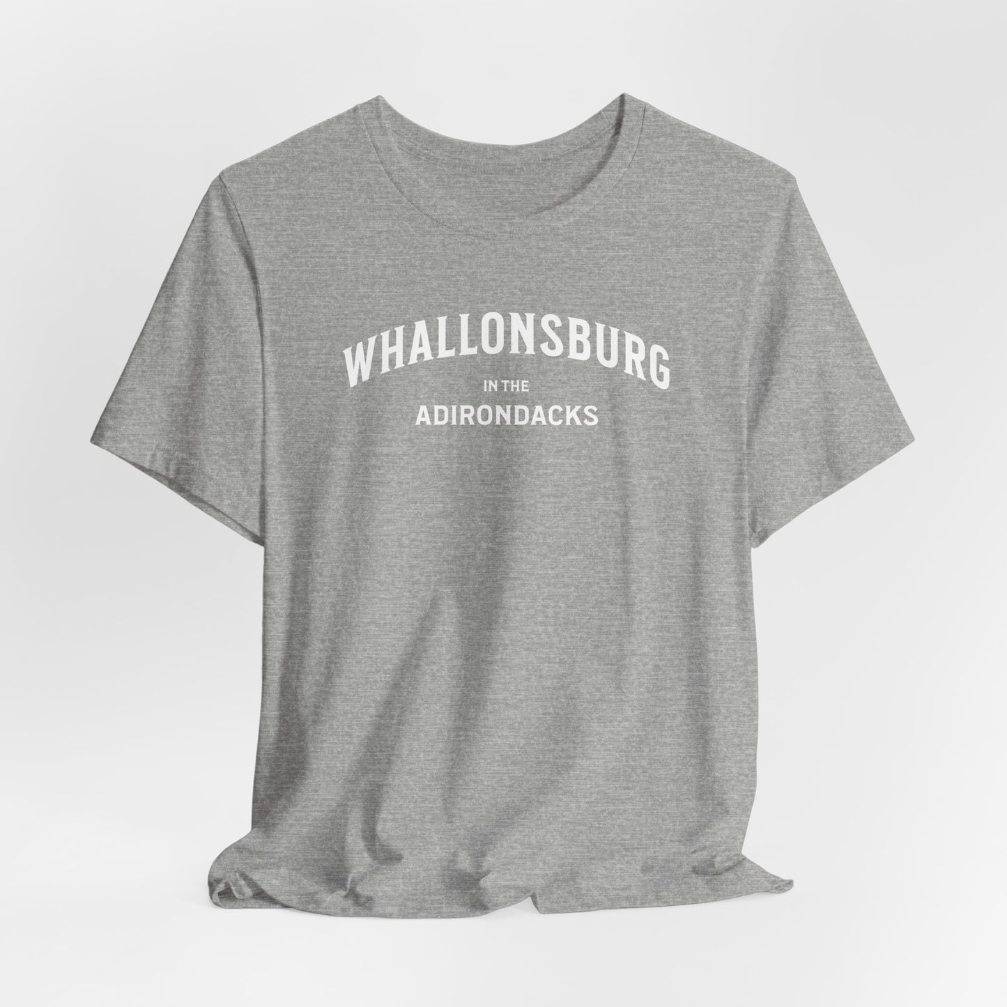 WHALLONSBURG in ADKs- white print Bella Canva Short Sleeve Tee