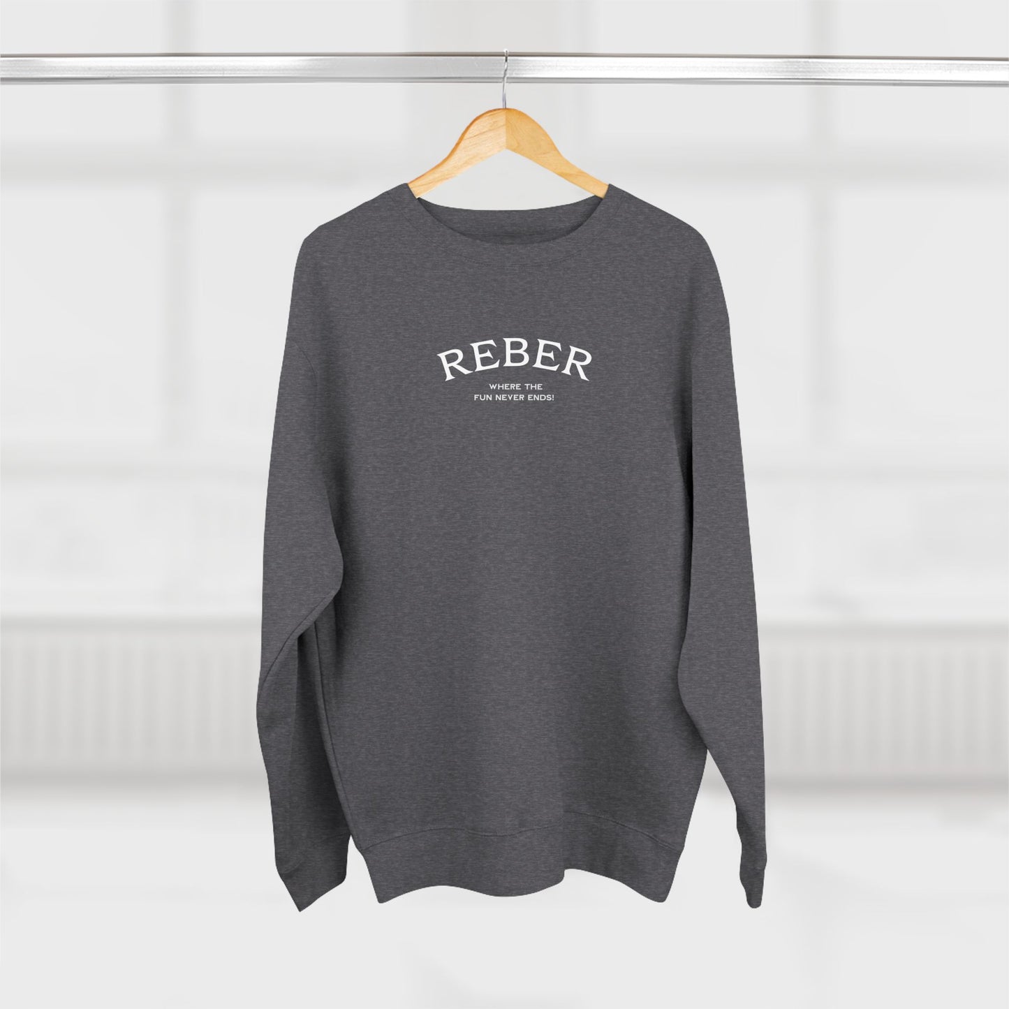REBER FUN -white print Lane Seven Crew Sweatshirt