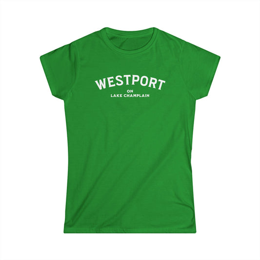 WESTPORT white print Women's Gildan Softstyle Tee