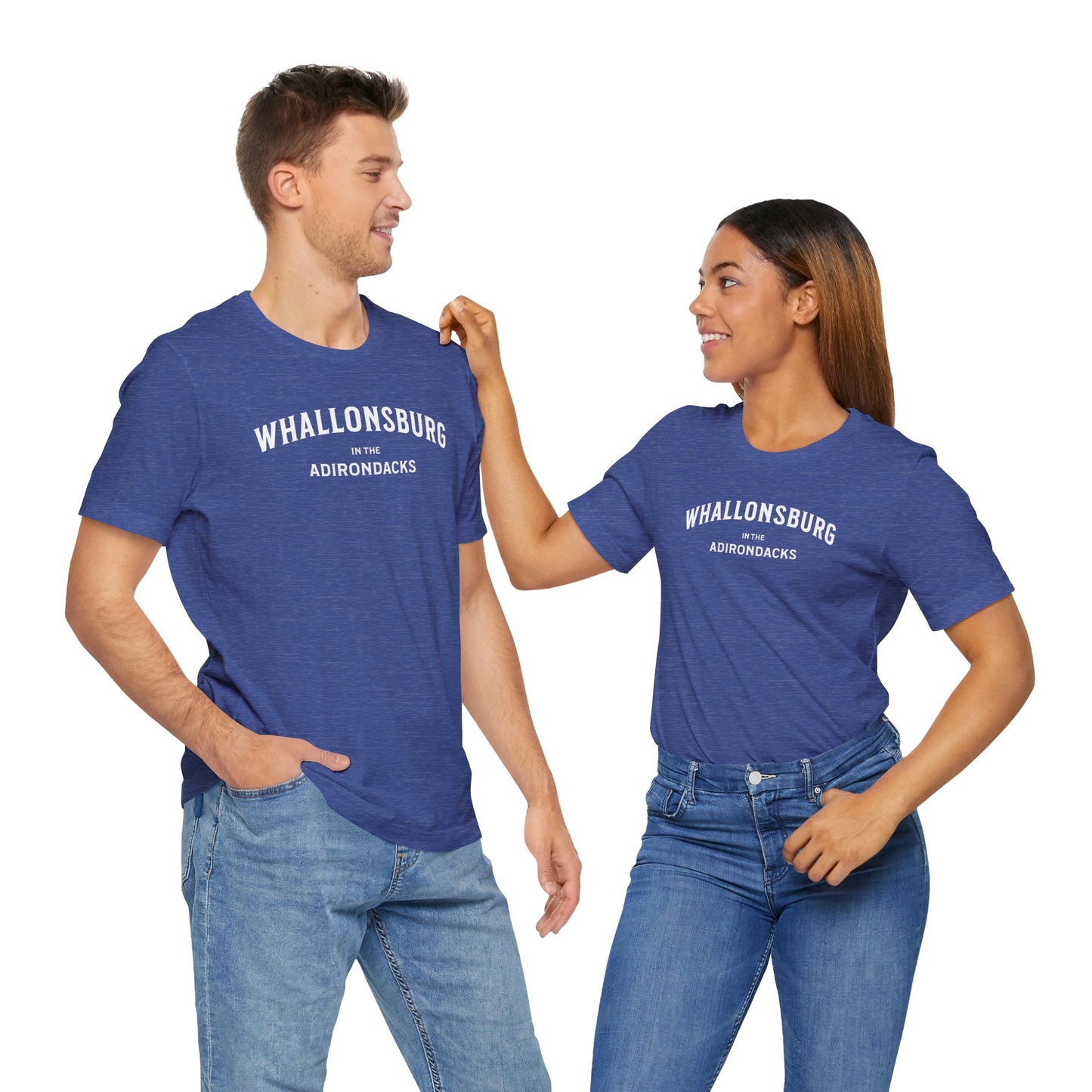 WHALLONSBURG in ADKs- white print Bella Canva Short Sleeve Tee