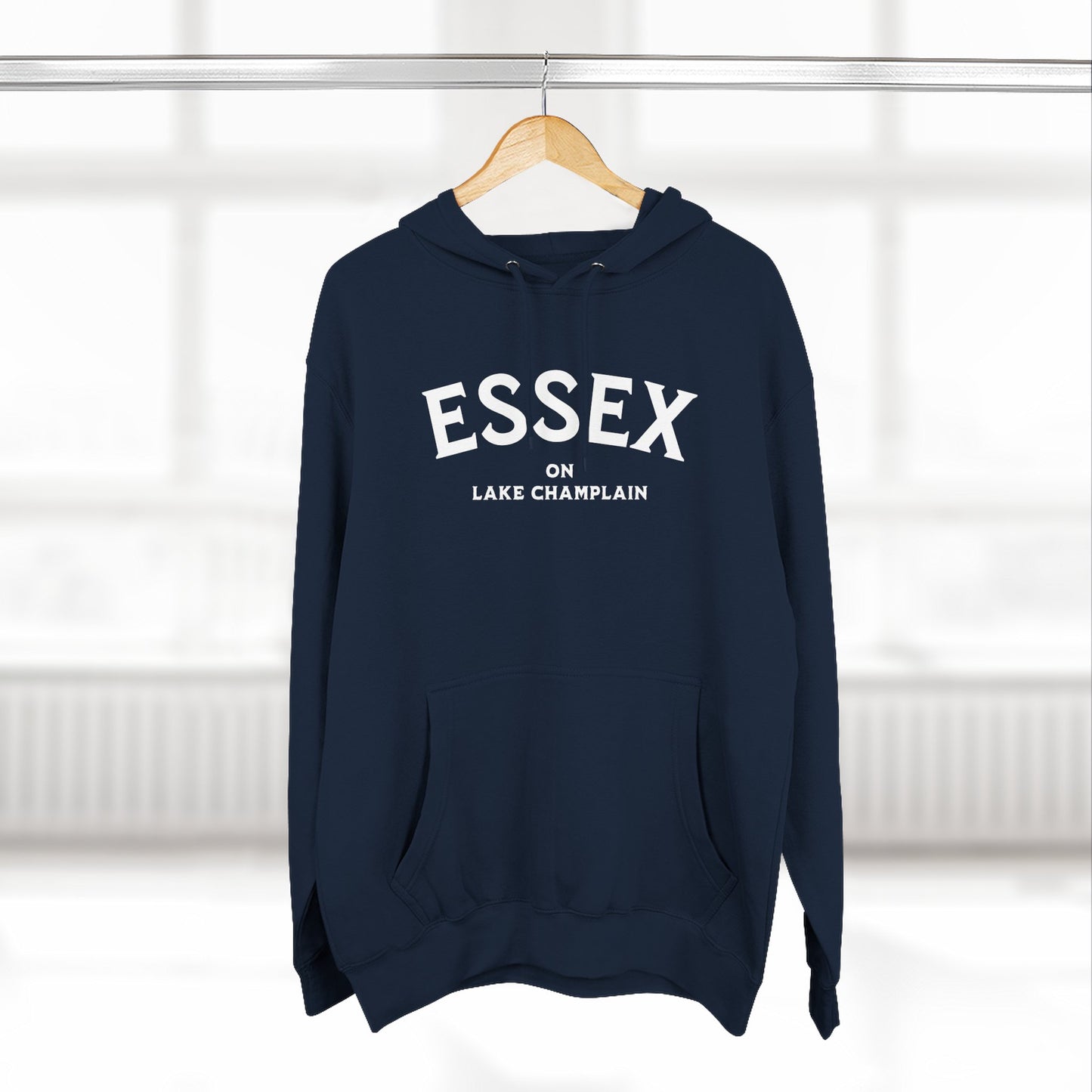 ESSEX white print Lane Seven Fleece Hoodie
