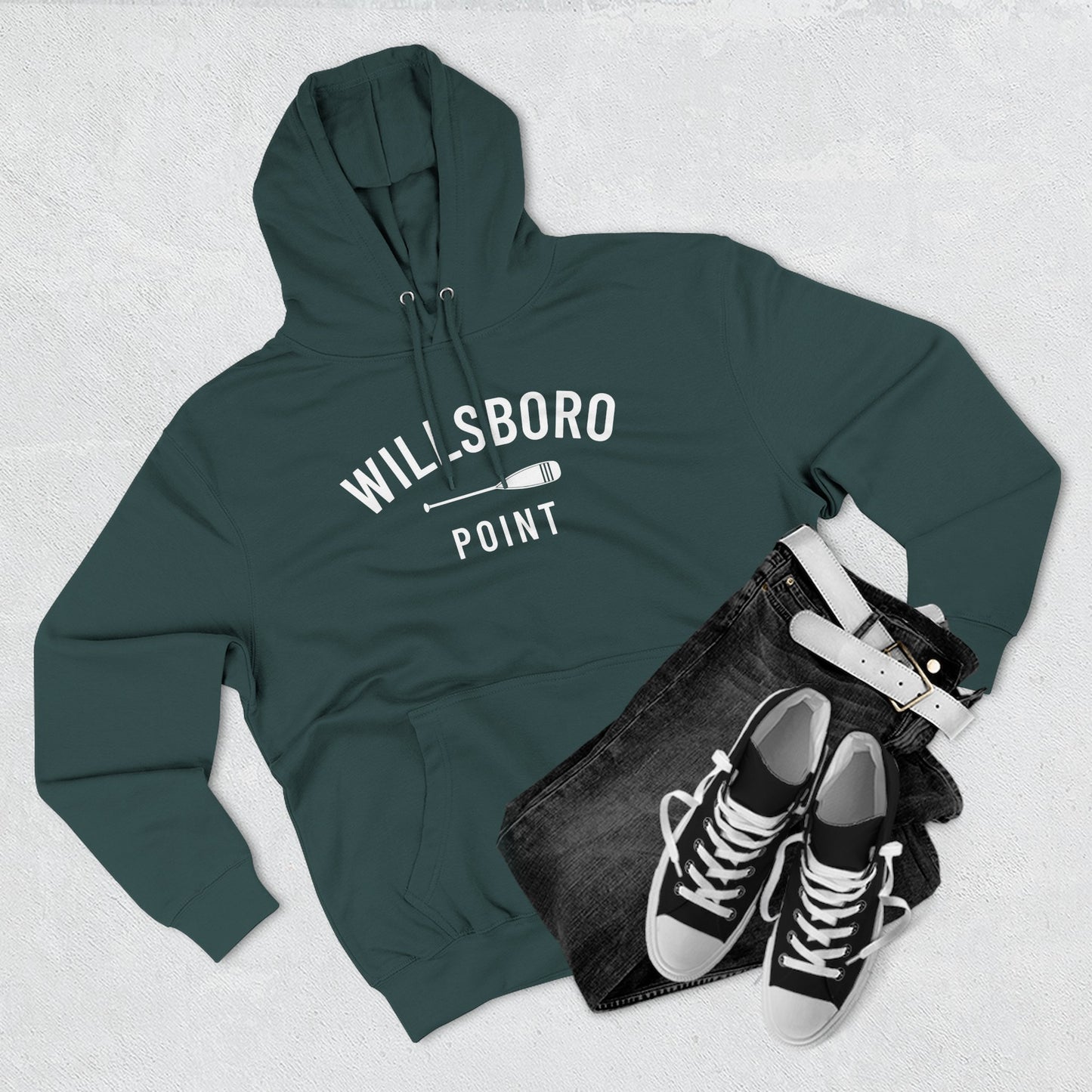 WILLSBORO POINT white print Lane Seven Fleece Hoodie