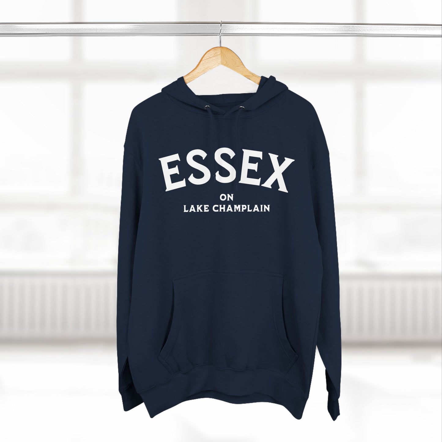 ESSEX white print Lane Seven Fleece Hoodie