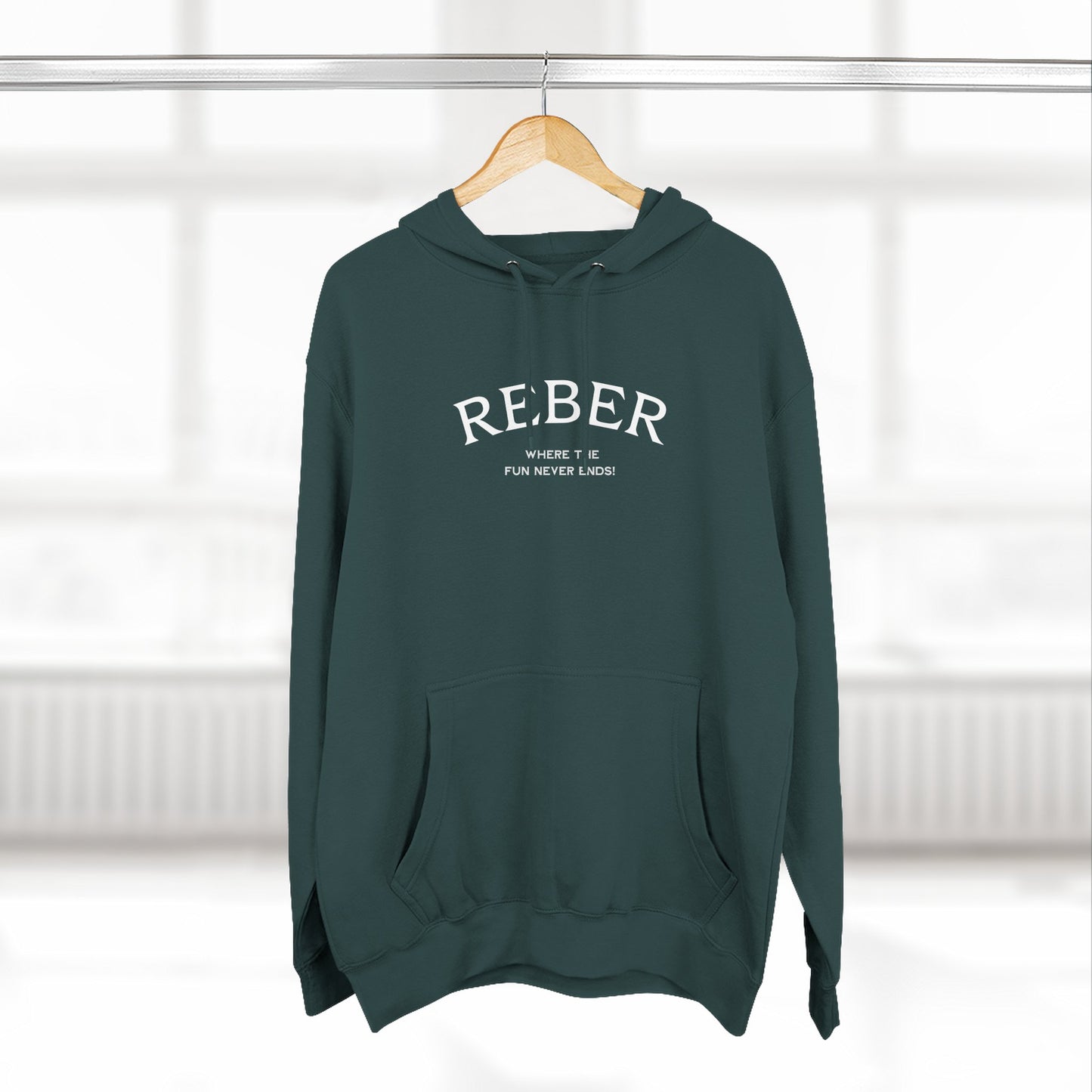 REBER white print Lane Seven Fleece Hoodie