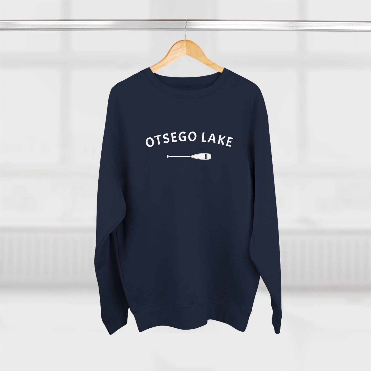OTSEGO LAKE white print Lane Seven Crew Sweatshirt