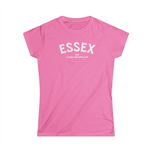 ESSEX white print  Women's Gildan Softstyle Tee