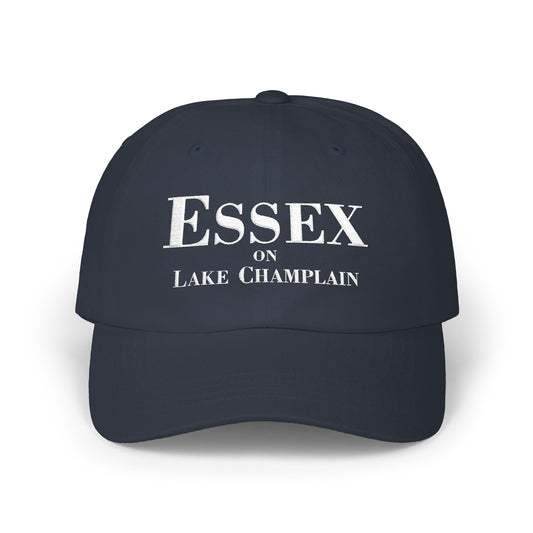 ESSEX on Lake Champlain-white print Classic Dad Cap
