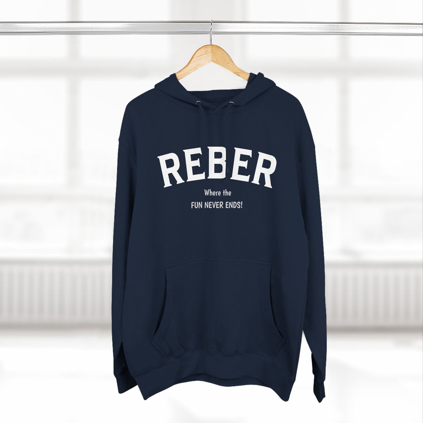 REBER white print Lane Seven Fleece Hoodie