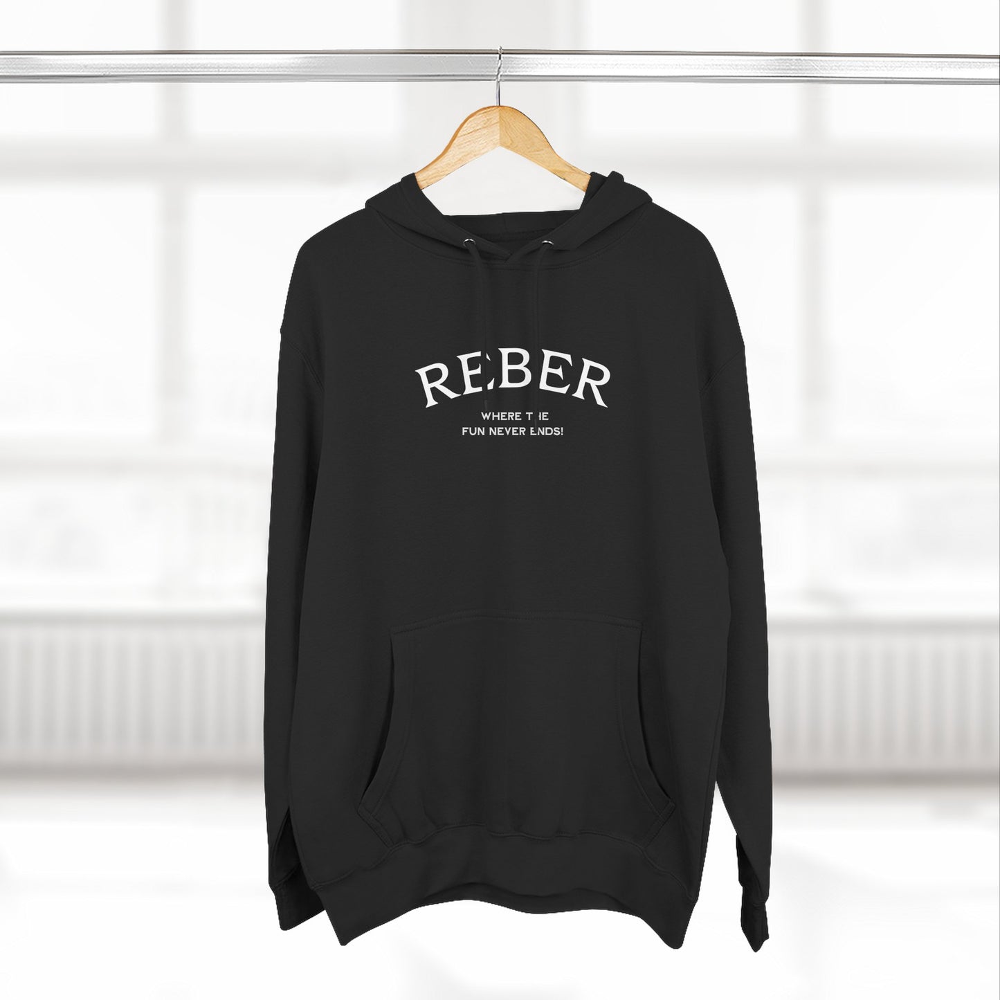 REBER white print Lane Seven Fleece Hoodie