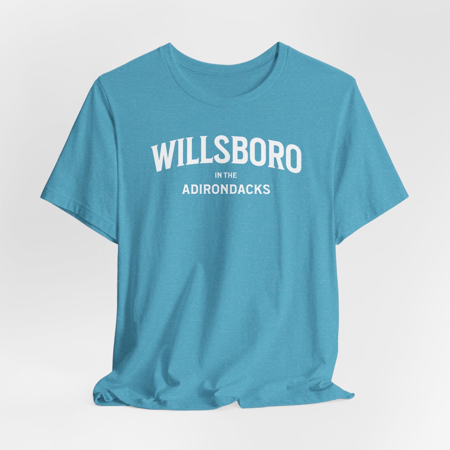 WILLSBORO in ADKs- white print Bella Canva Short Sleeve Tee