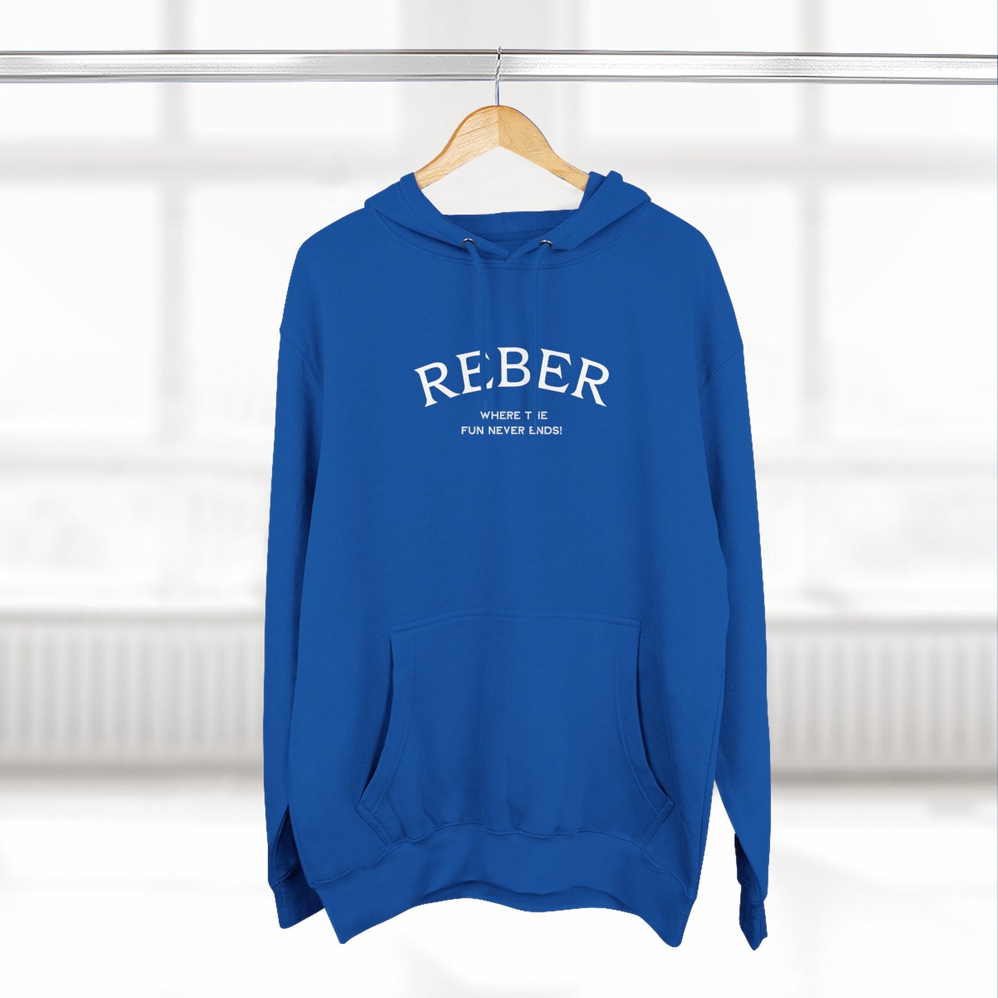 REBER white print Lane Seven Fleece Hoodie