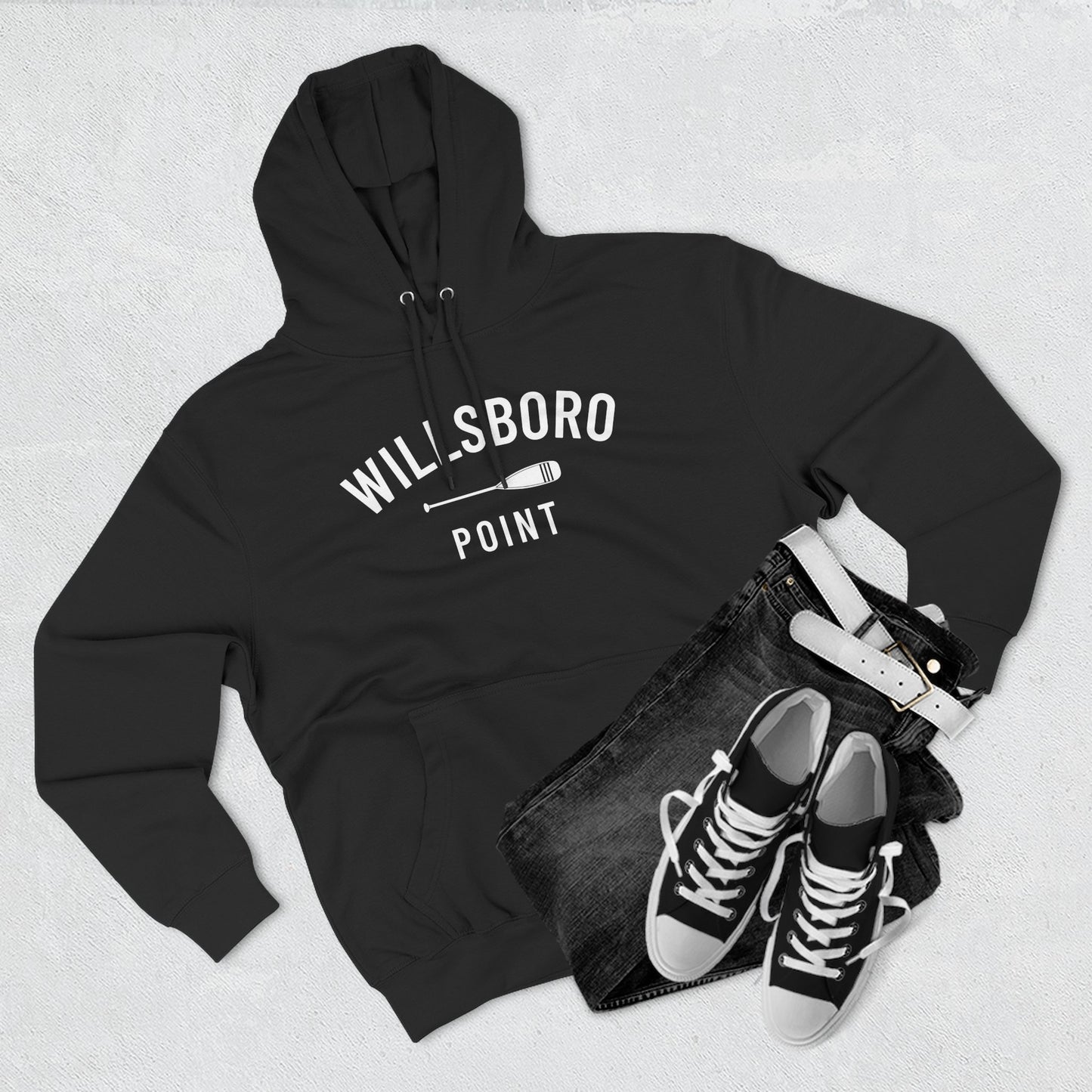 WILLSBORO POINT white print Lane Seven Fleece Hoodie
