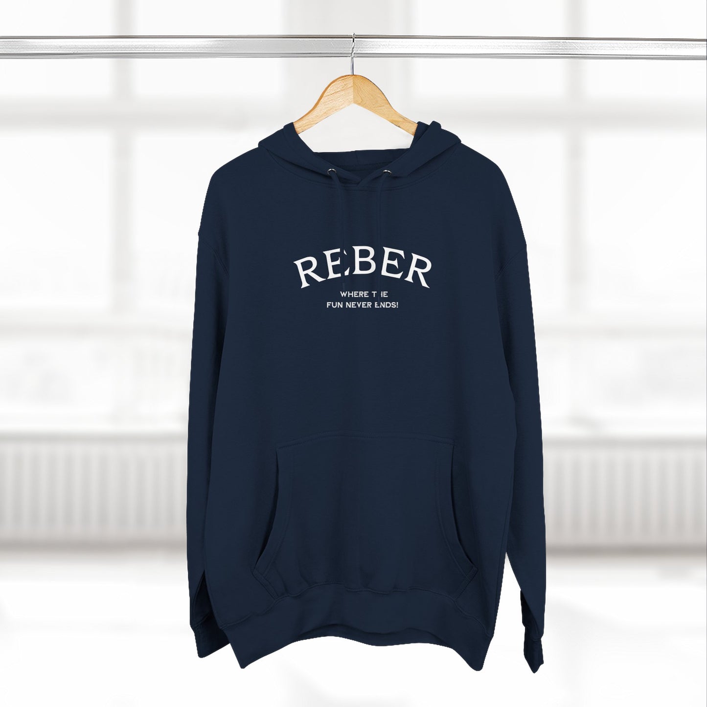 REBER white print Lane Seven Fleece Hoodie
