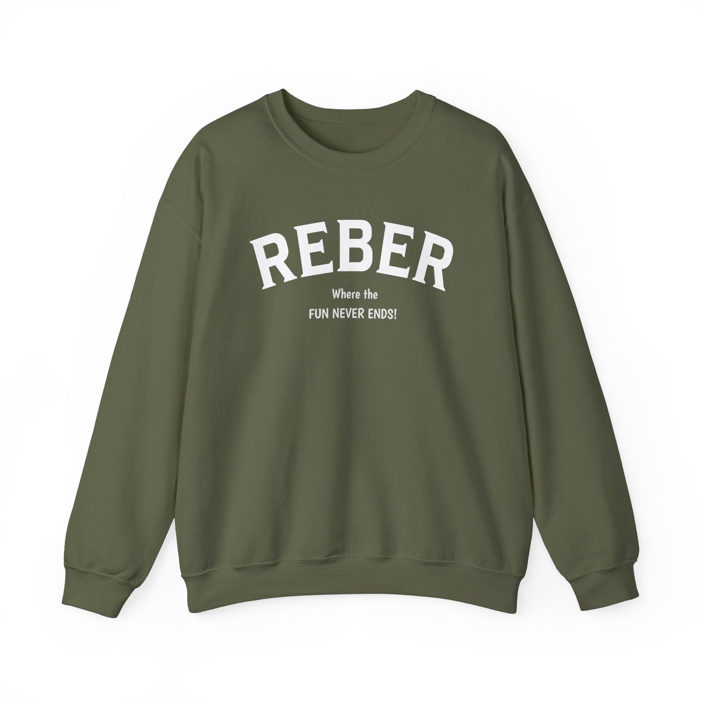 REBER white print Gildan Unisex Heavy Blend™ Crewneck Sweatshirt