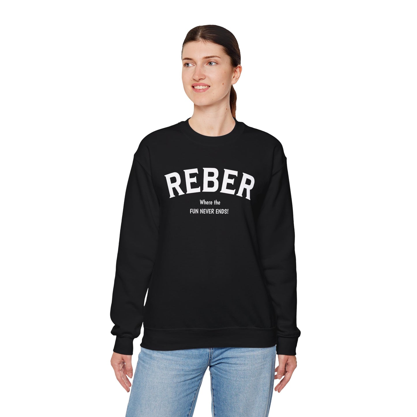 REBER white print Gildan Unisex Heavy Blend™ Crewneck Sweatshirt