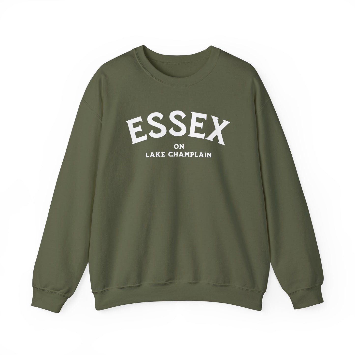 ESSEX white print Gildan Crewneck Sweatshirt