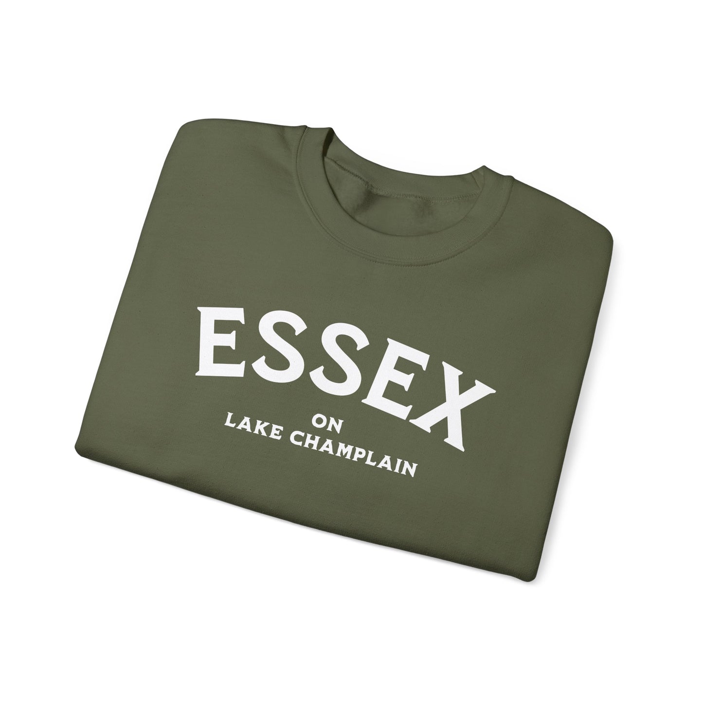 ESSEX white print Gildan Crewneck Sweatshirt