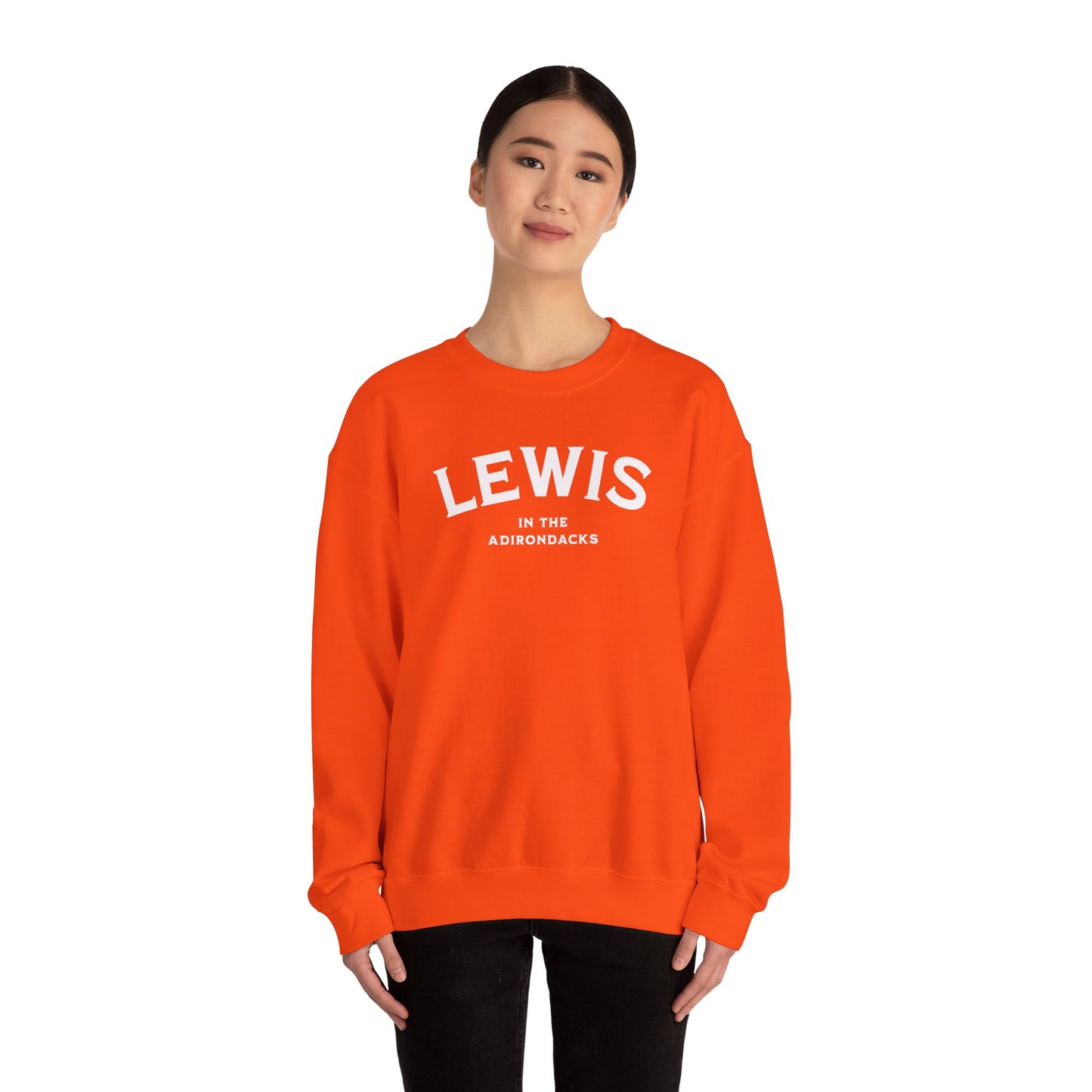 LEWIS white print Gildan Unisex Heavy Blend™ Crewneck Sweatshirt