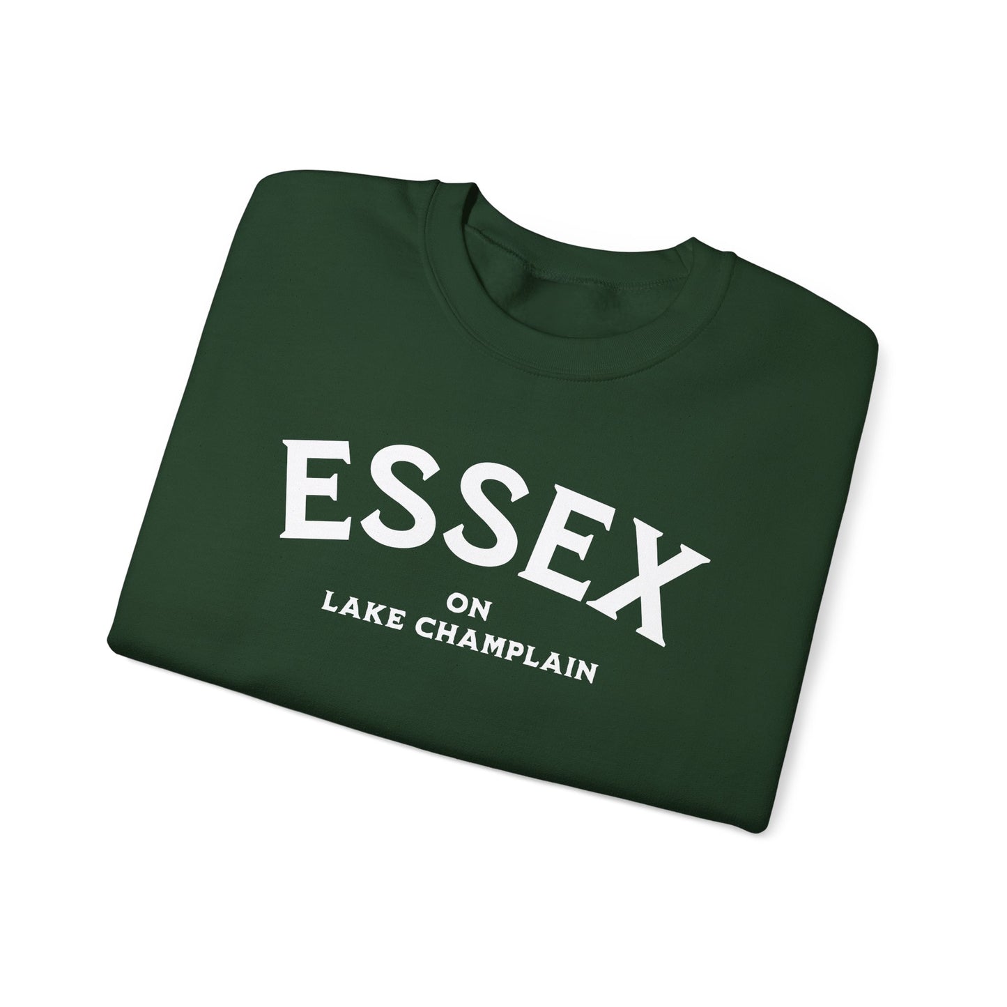 ESSEX white print Gildan Crewneck Sweatshirt