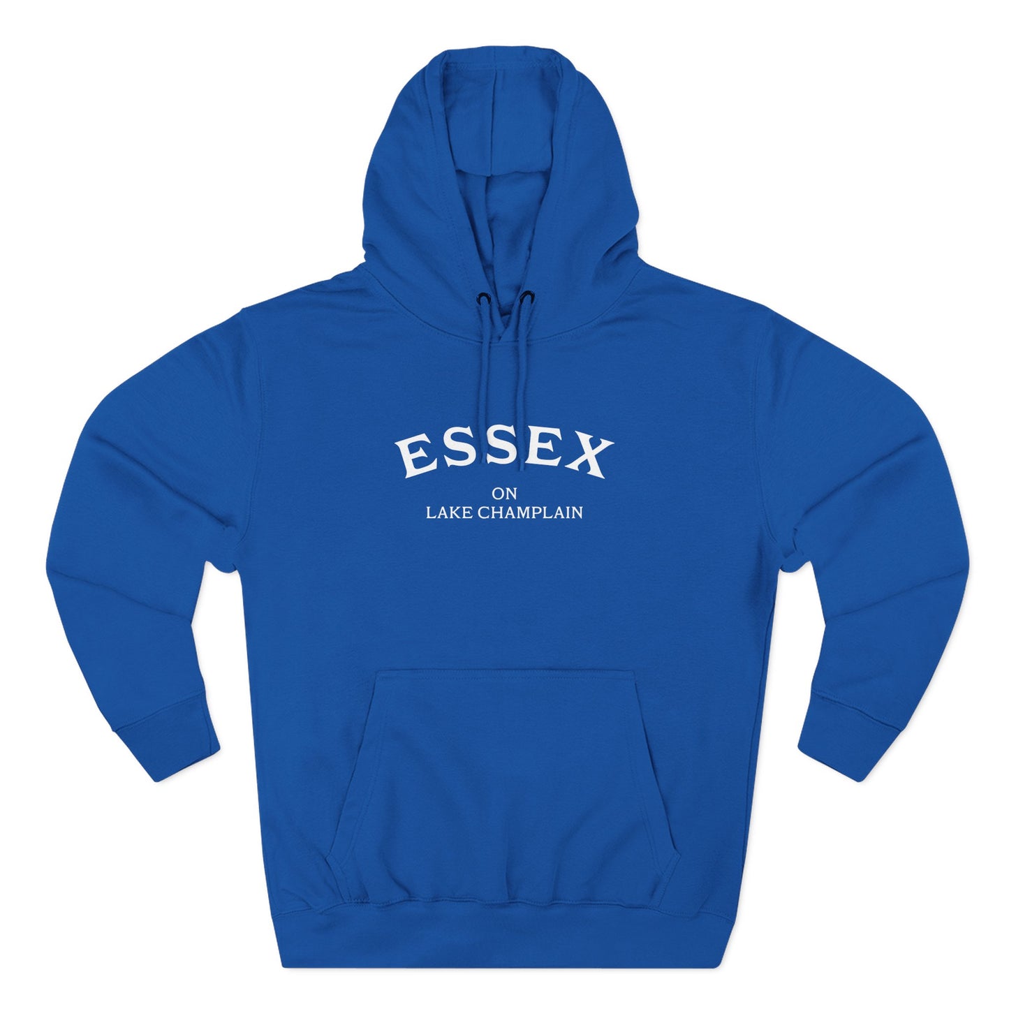 ESSEX on Lake Champlain- white print Lane Seven Fleece Hoodie