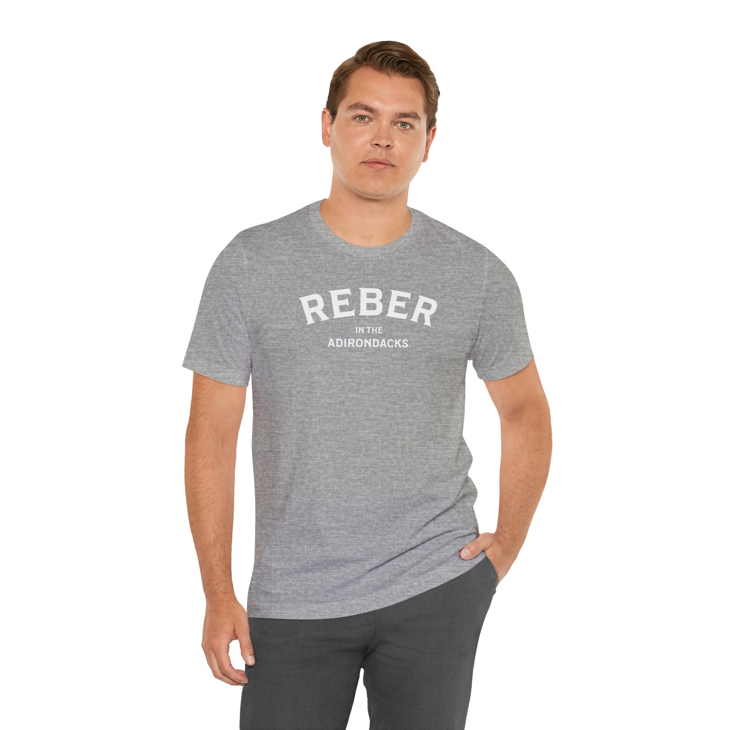 REBER in the ADKS -white print Bella Canva Short Sleeve Tee