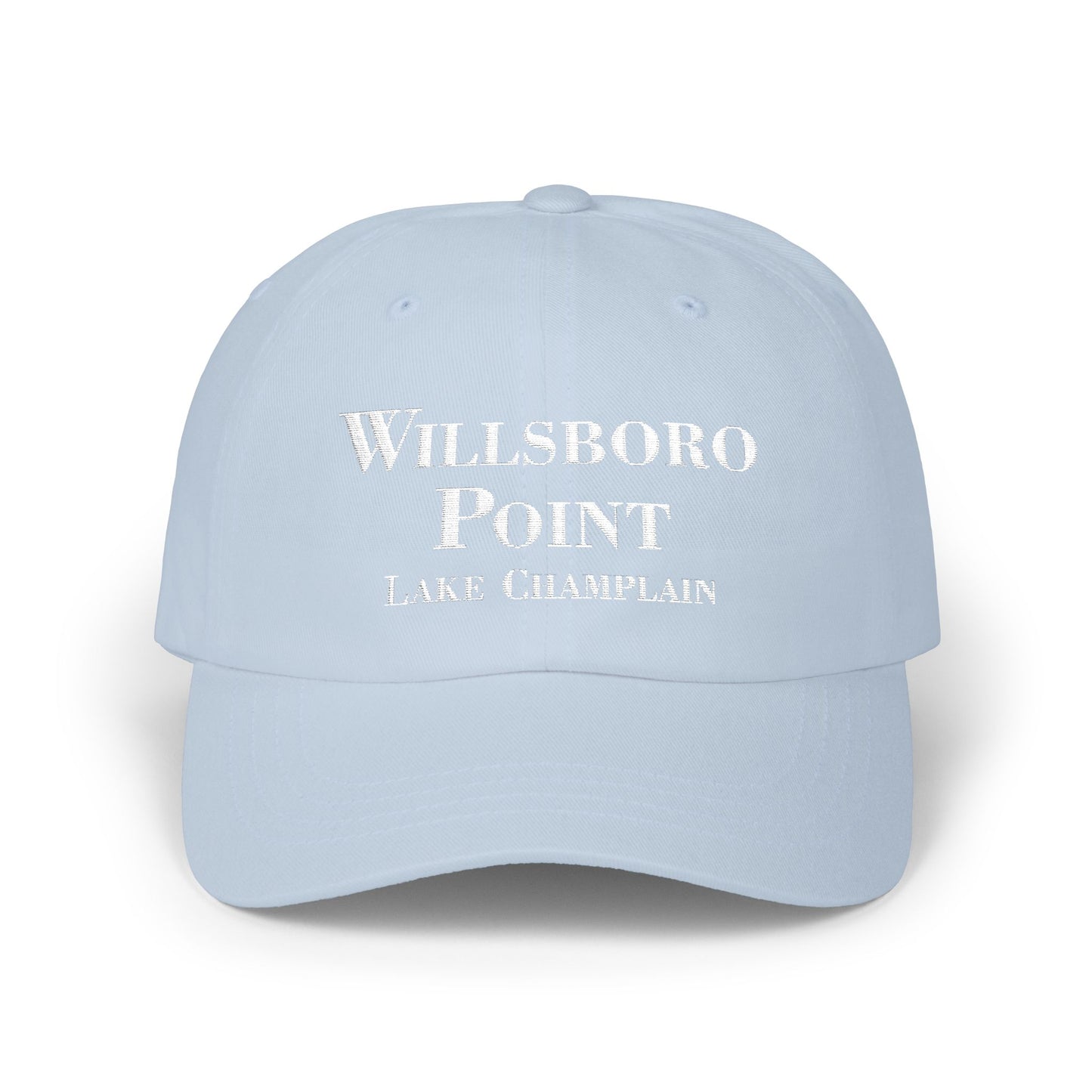 Willsboro Point Lake Champlain- white print Classic Dad Cap