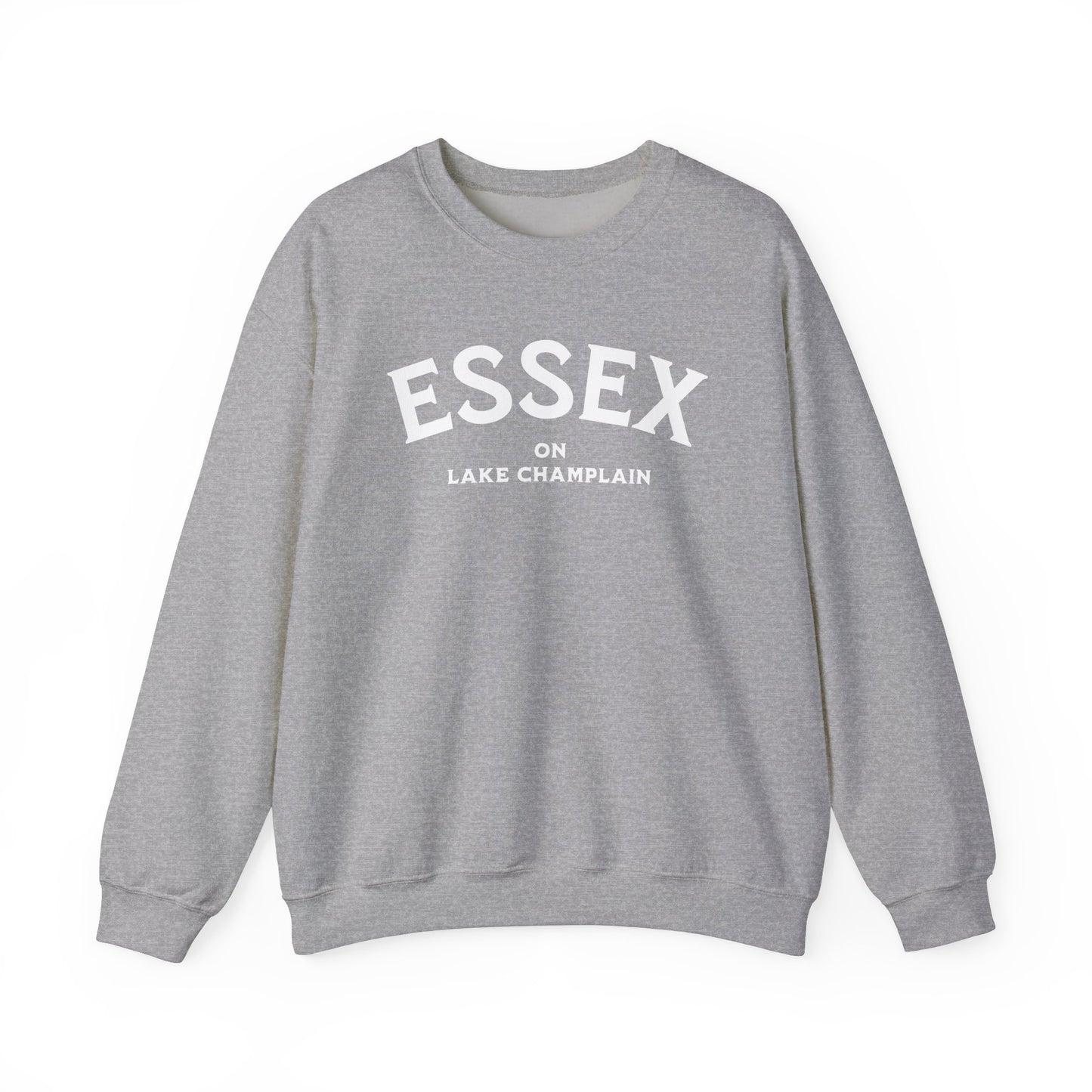 ESSEX white print Gildan Crewneck Sweatshirt