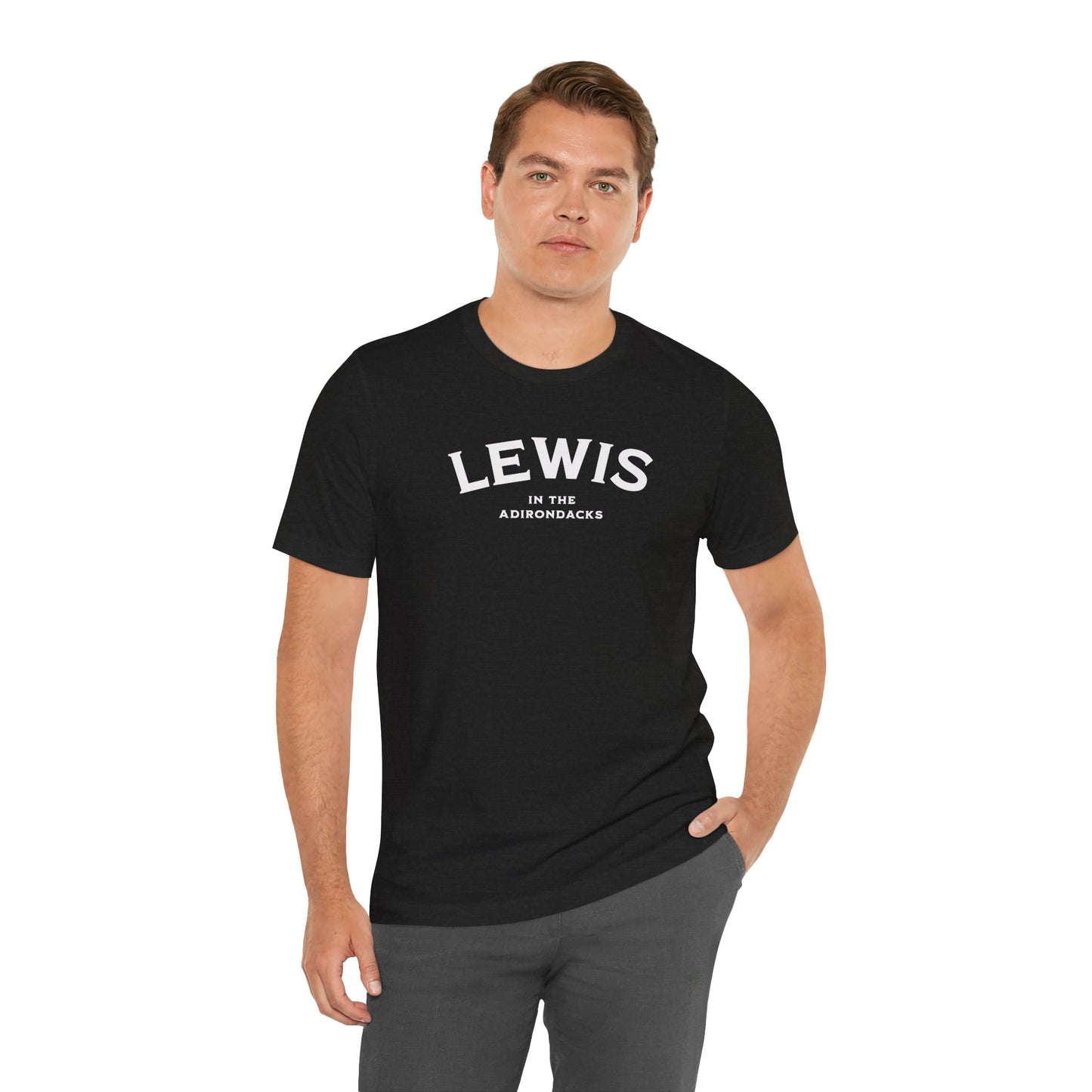 LEWIS white print Bella+Canva Unisex Short Sleeve Tee