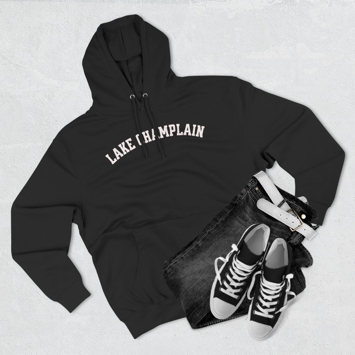 LAKE CHAMPLAIN white print Lane Seven Fleece Hoodie