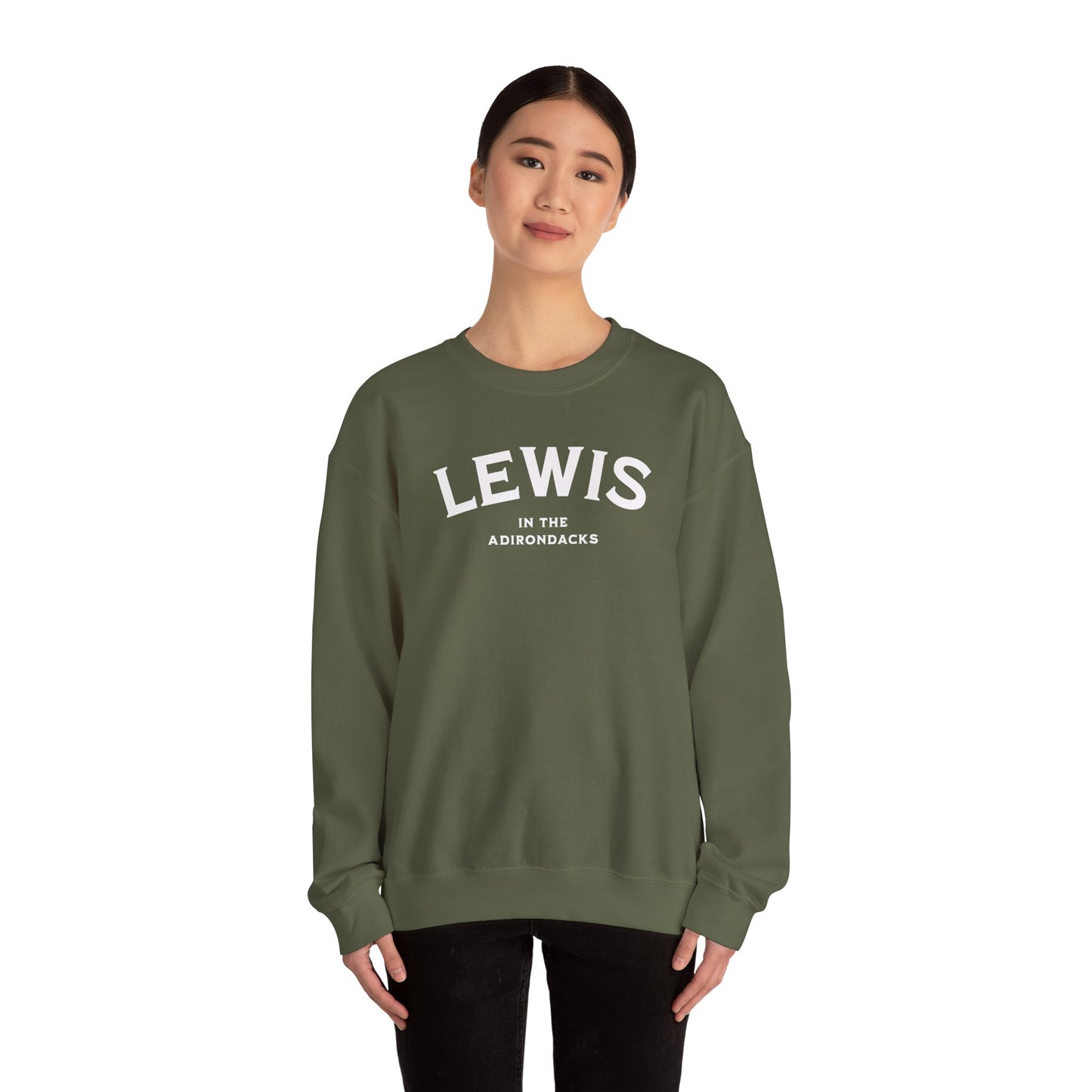 LEWIS white print Gildan Unisex Heavy Blend™ Crewneck Sweatshirt