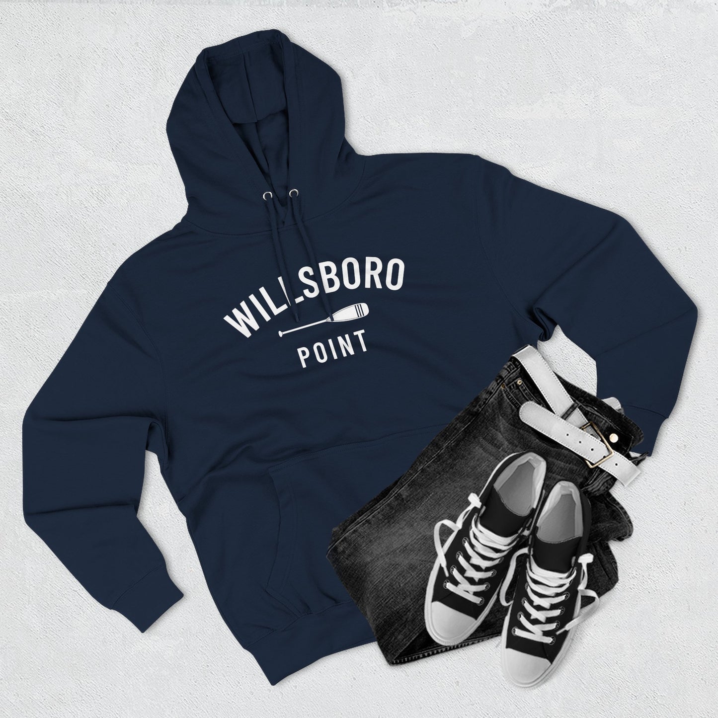 WILLSBORO POINT white print Lane Seven Fleece Hoodie