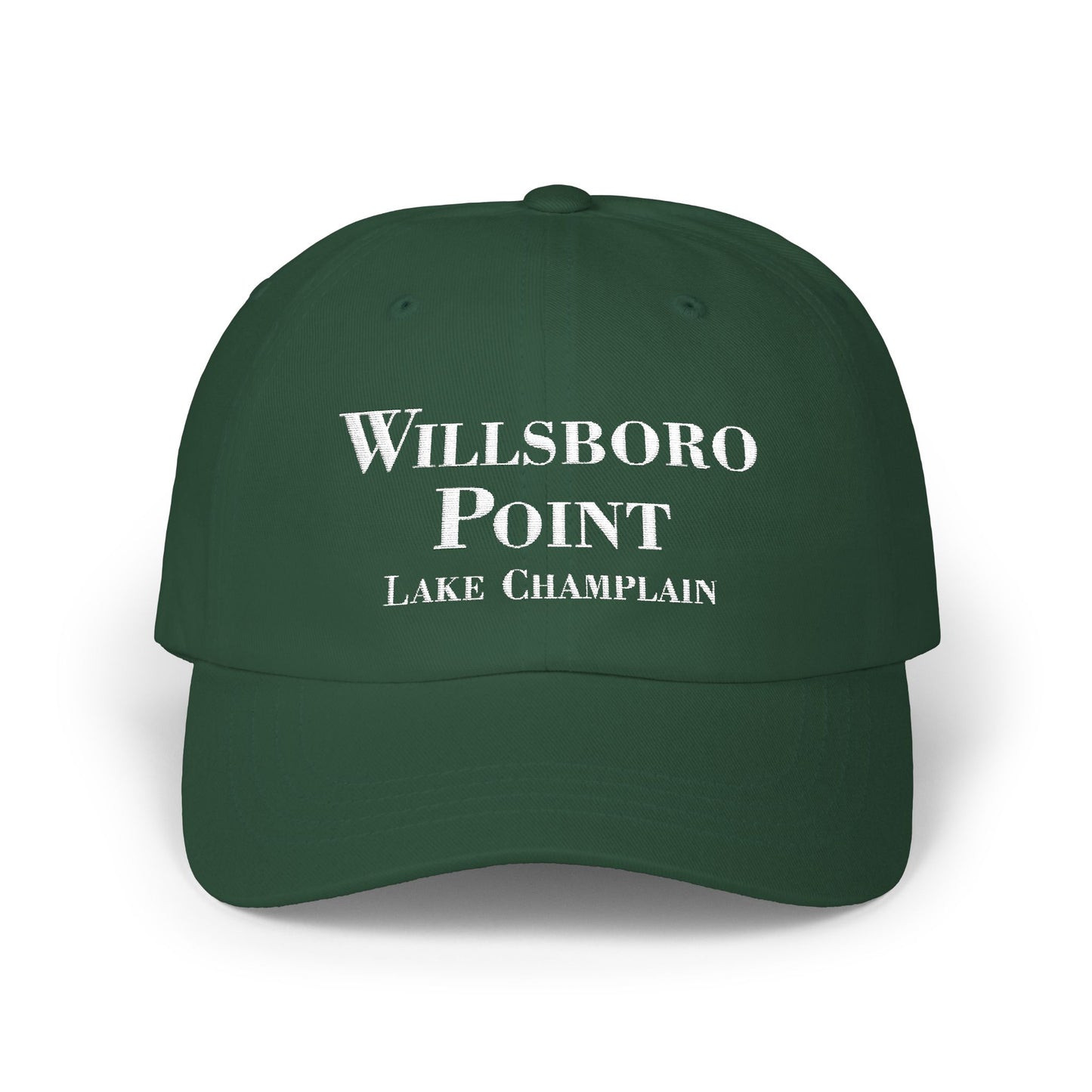 Willsboro Point Lake Champlain- white print Classic Dad Cap